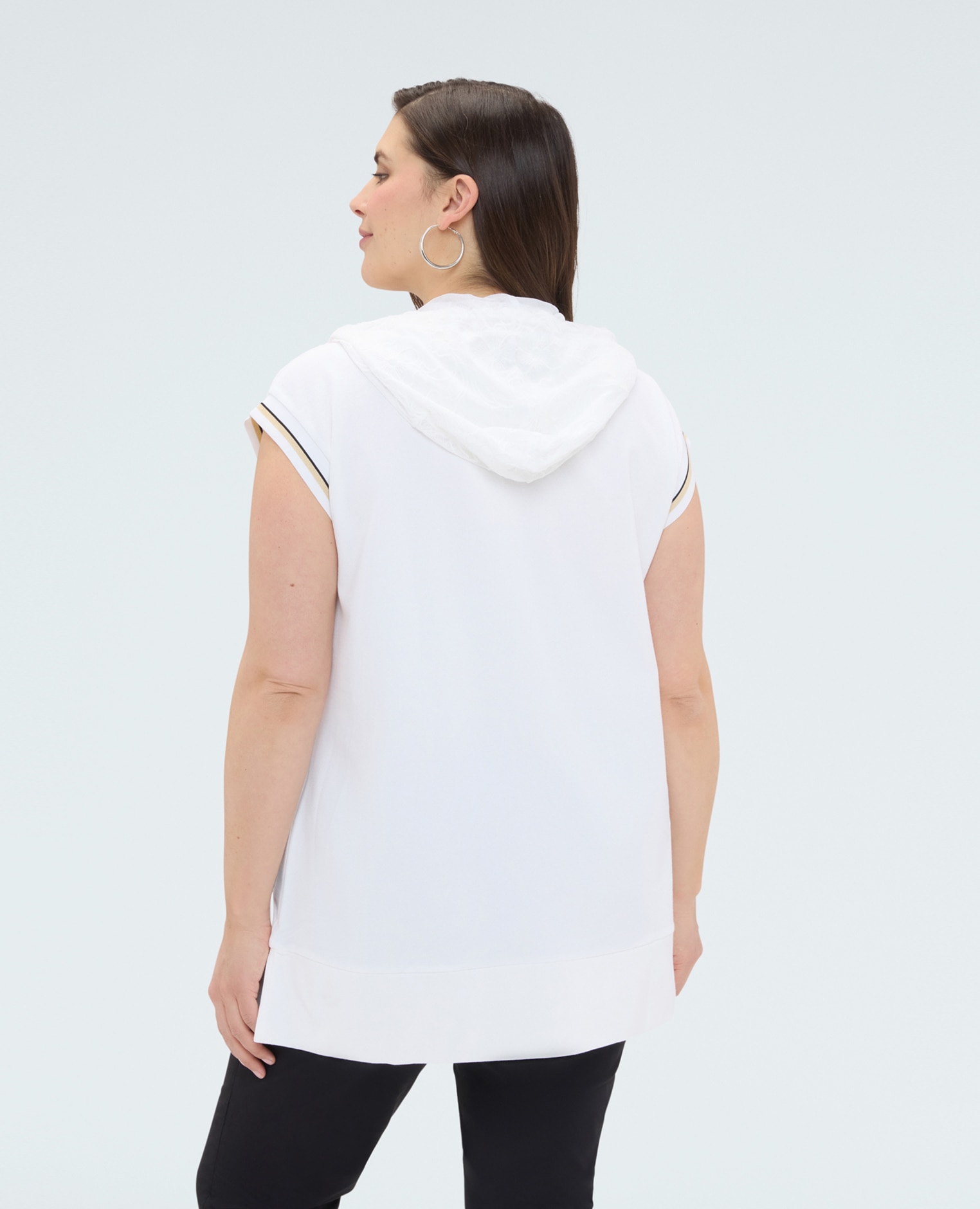 Sudadera de mujer chaleco con capucha ajuste y diseño para el máximo confort - Fiorella Rubino - Blanco Blanco-2