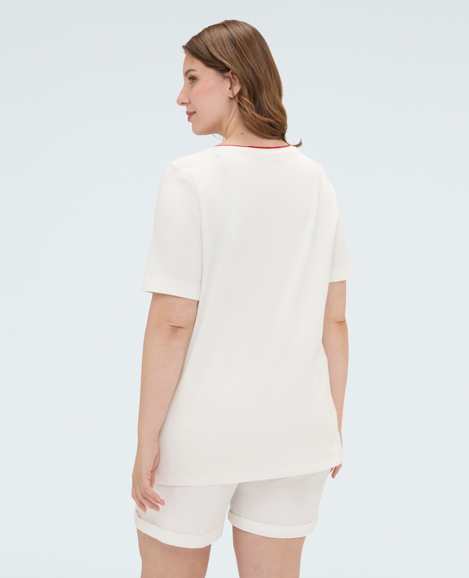 Camiseta de mujer de algodón con estampado y lettering estampado lettering - Fiorella Rubino - Blanco Blanco-2