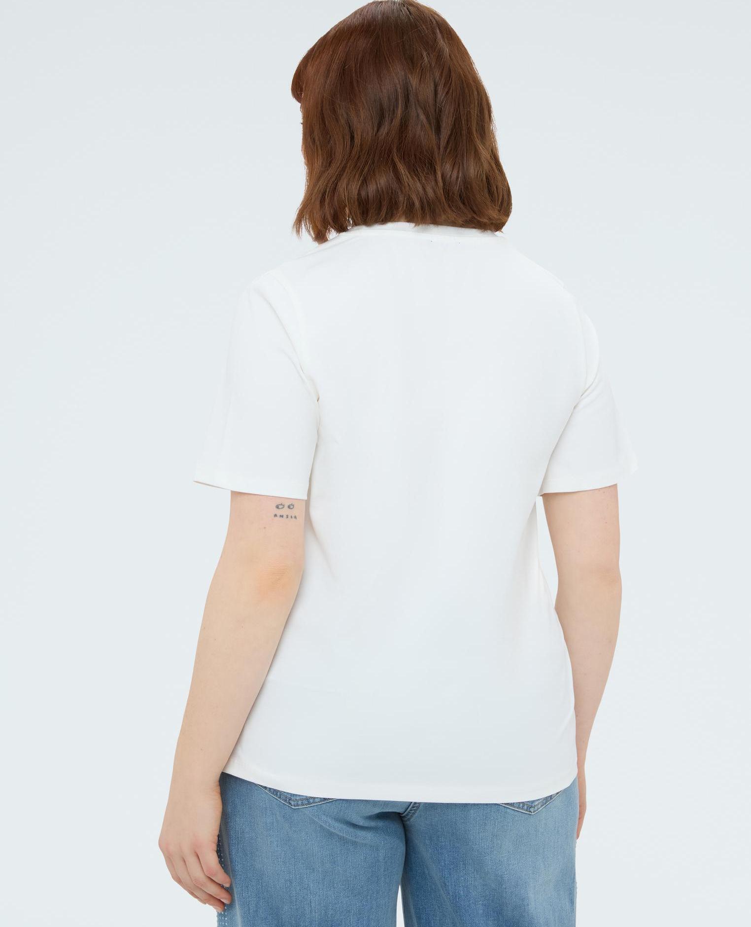 Camiseta de mujer de algodón con estampado floral - Fiorella Rubino - Blanco Blanco-2