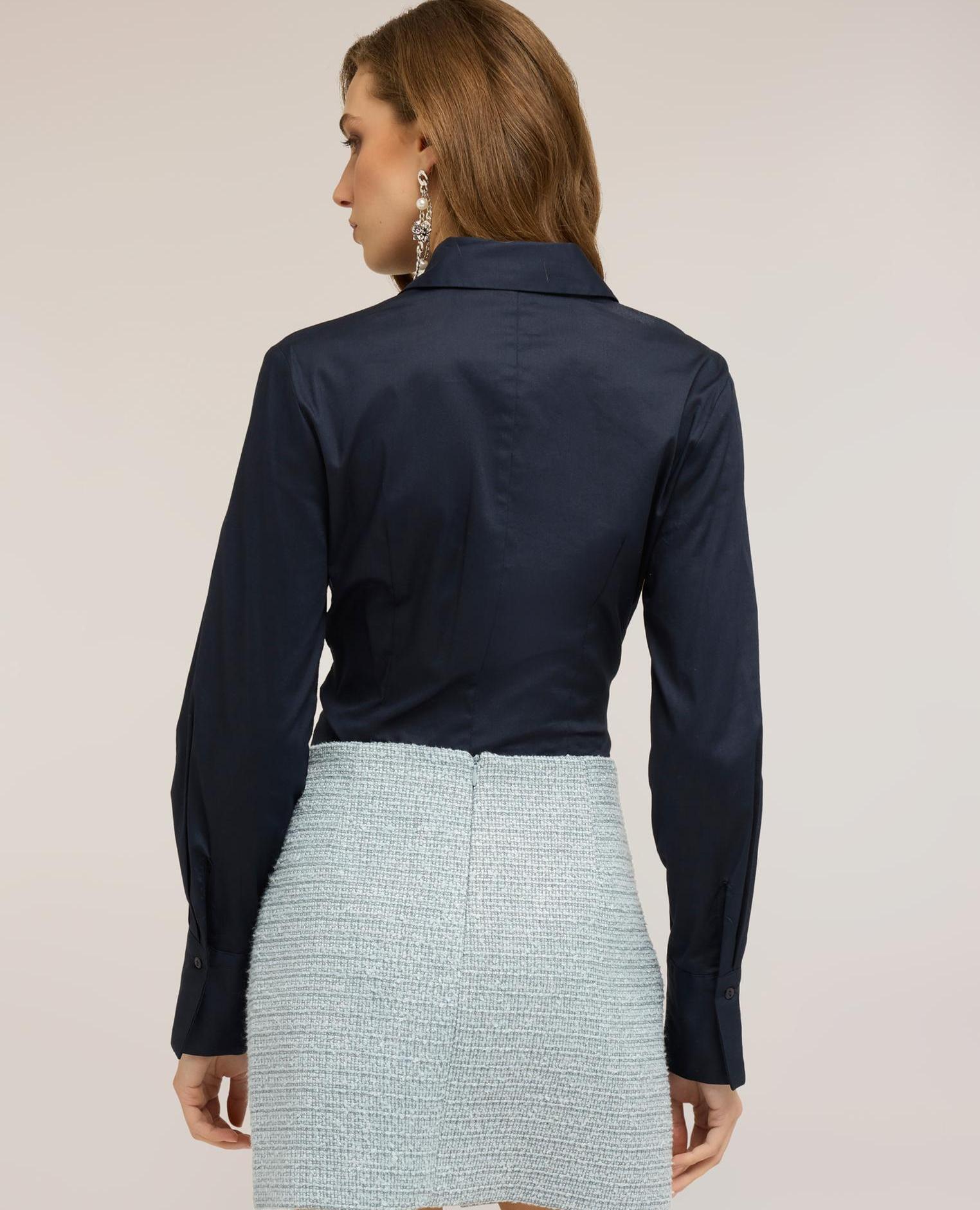 Camisa de mujer de popelina de algodón ajuste regular cierre frontal con botones - Motivi - Azul Azul-2