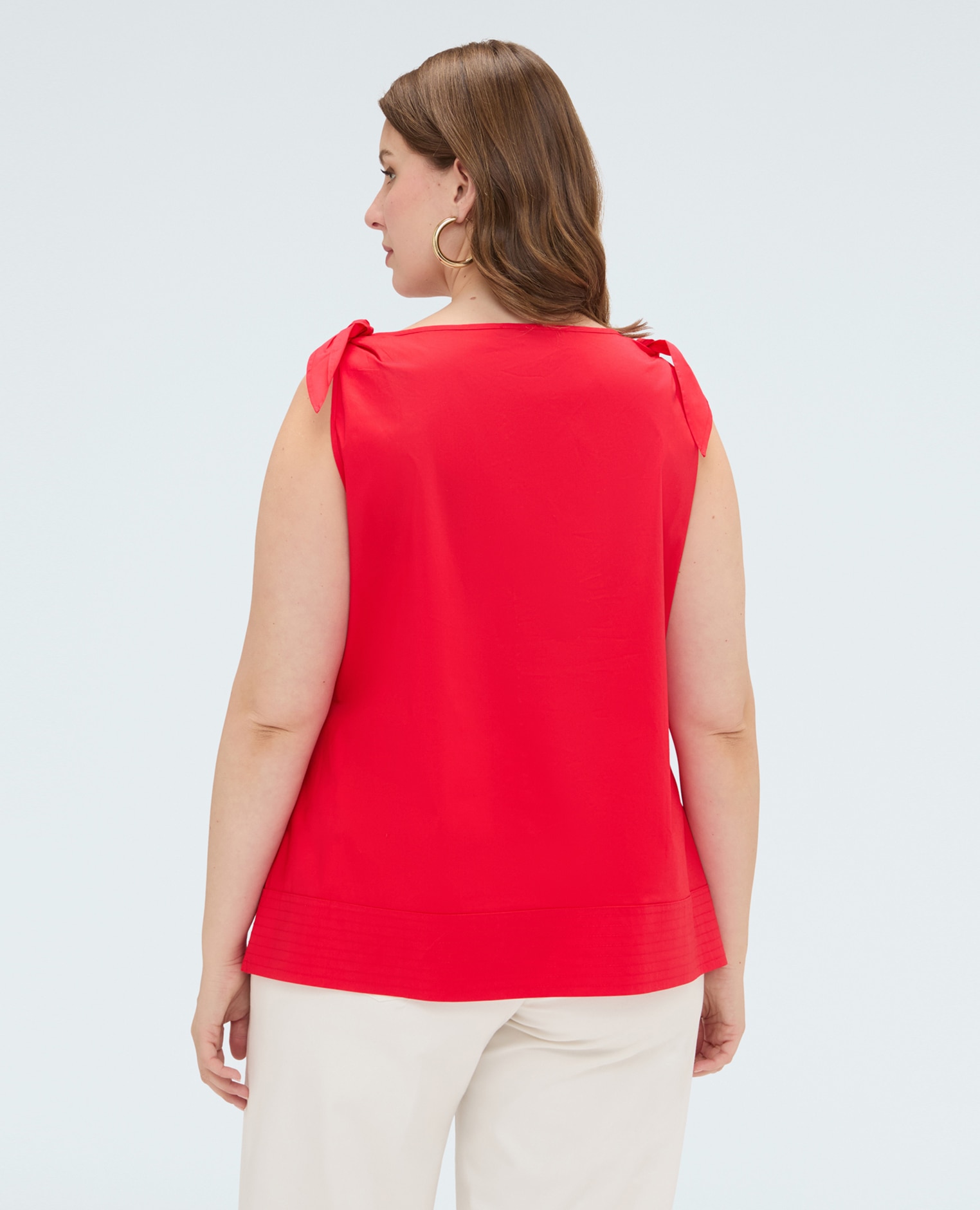 Top de mujer de algodón con lazos en los hombros corte evasé - Fiorella Rubino - Rojo Rojo-2