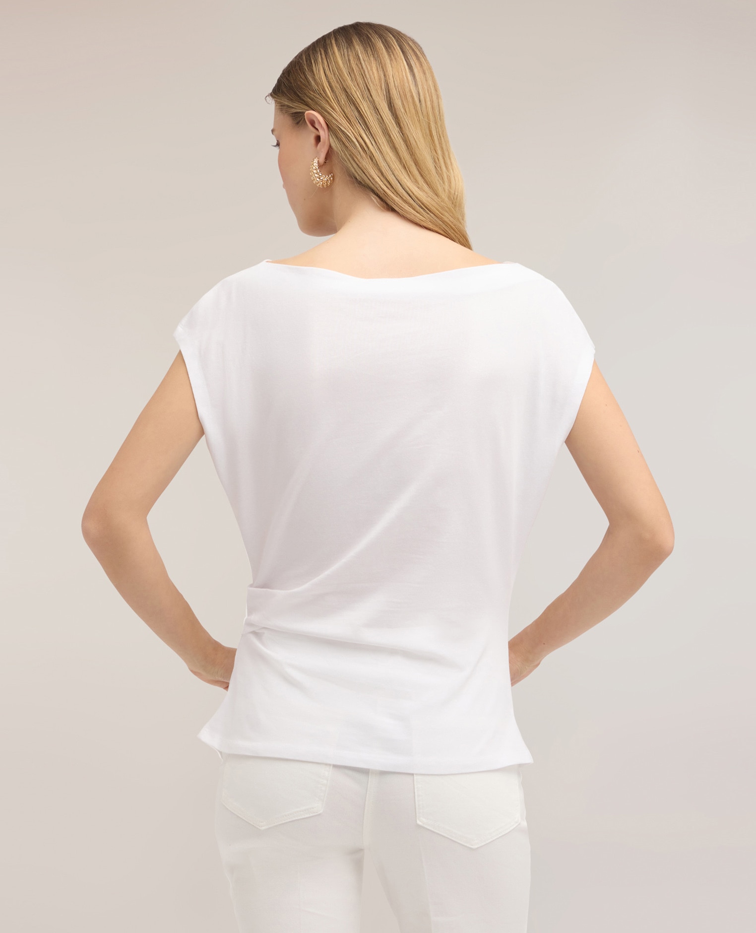 Top de mujer con drapeado lateral ajuste entallado con drapeado lateral - Motivi - Blanco Blanco-2
