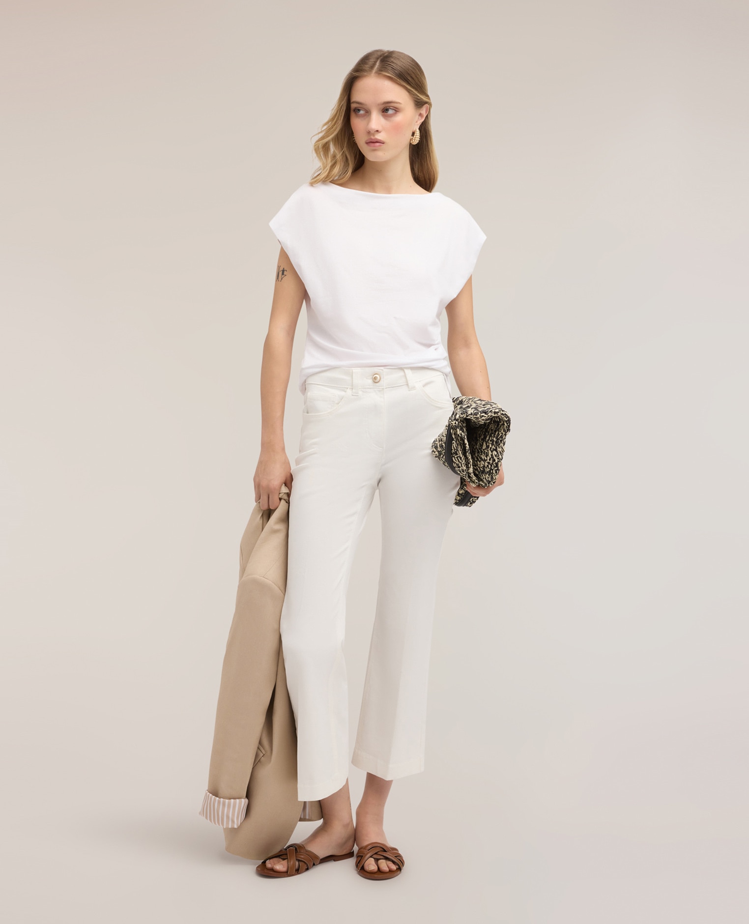 Top de mujer con drapeado lateral ajuste entallado con drapeado lateral - Motivi - Blanco Blanco-3