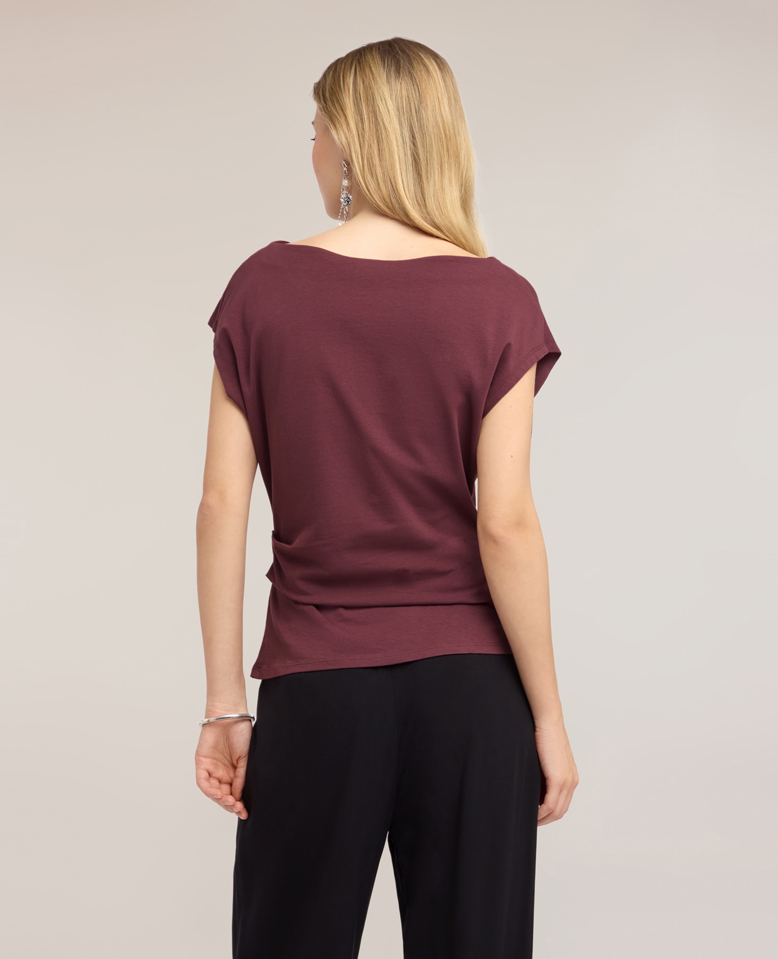Top de mujer con drapeado lateral ajuste entallado con drapeado lateral - Motivi - Morado Morado-2