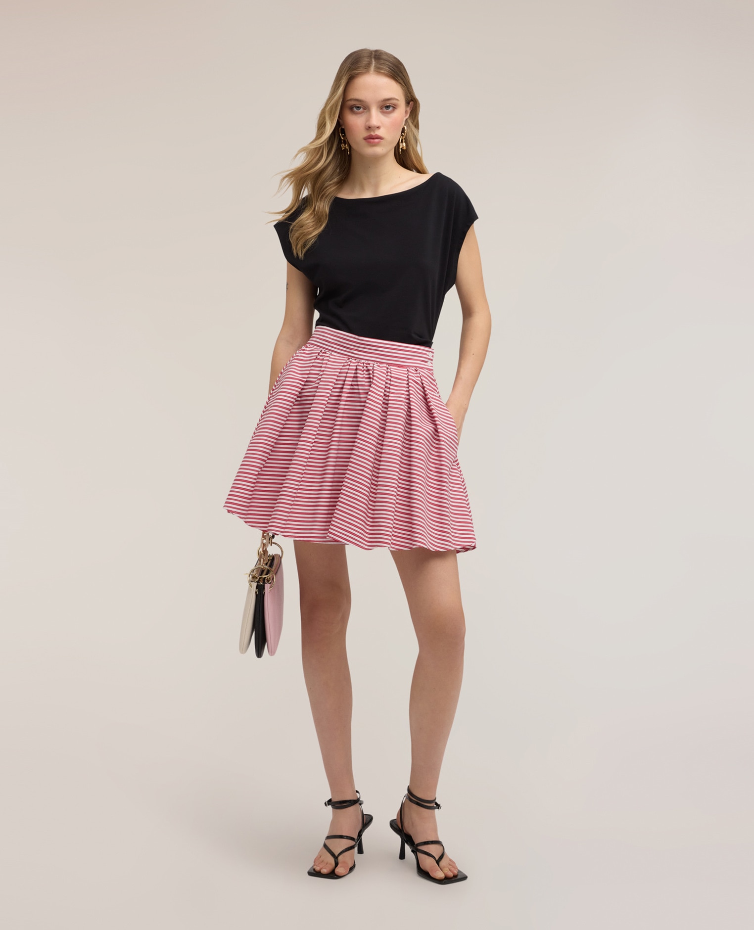 Top de mujer con drapeado lateral ajuste entallado con drapeado lateral - Motivi - Negro Negro-3