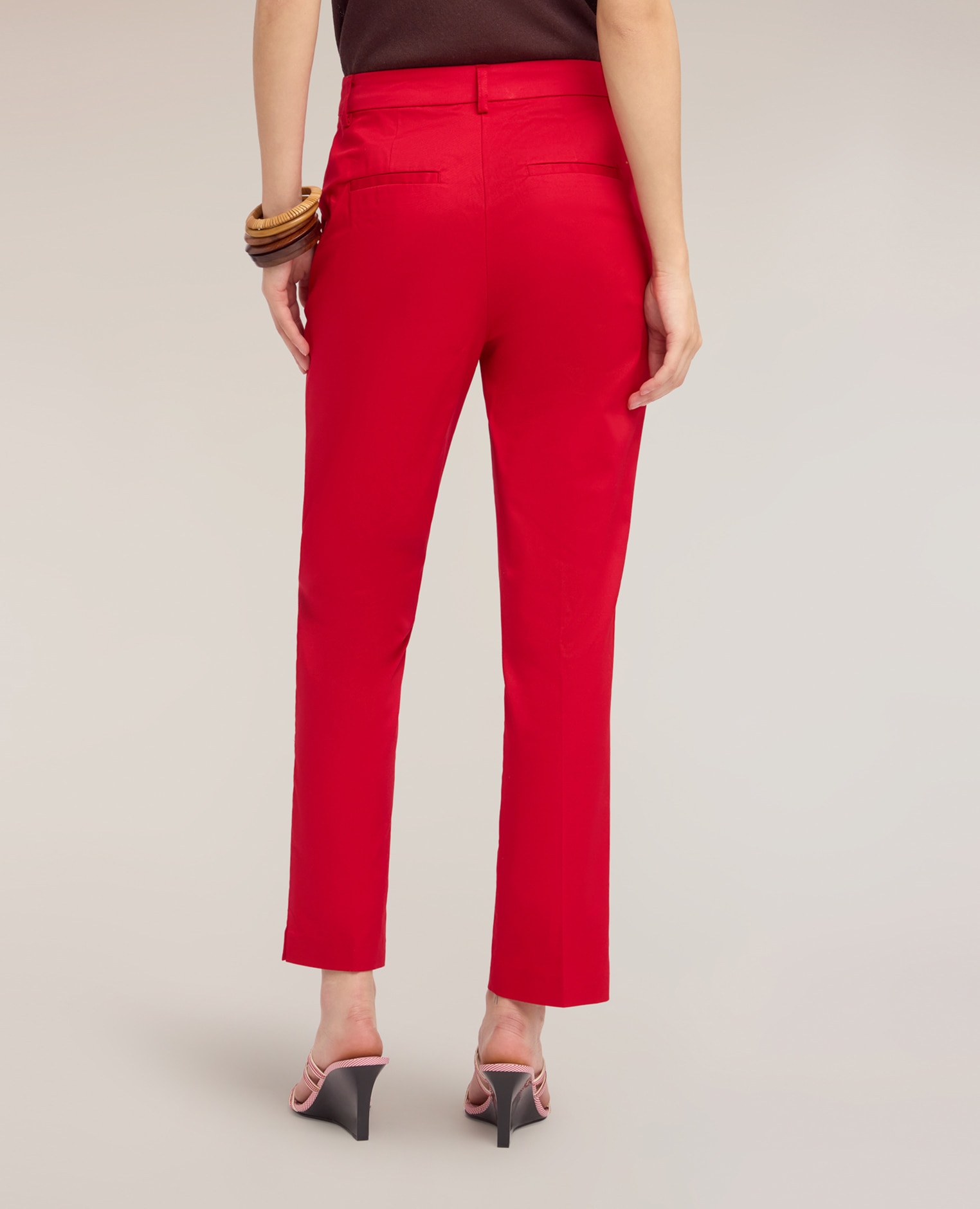 Pantalones de mujer regular slim ajuste regular cierre con corchete y cremallera - Motivi - Rojo Rojo-2