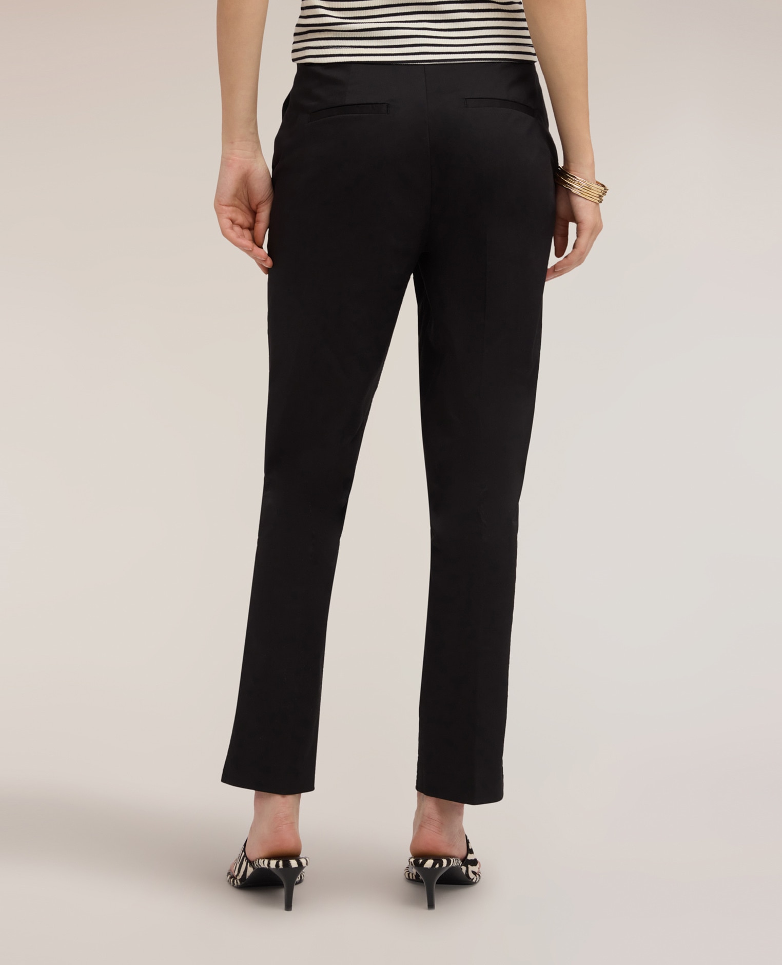 Pantalones de mujer regular slim ajuste regular cierre con corchete y cremallera - Motivi - Negro Negro-2
