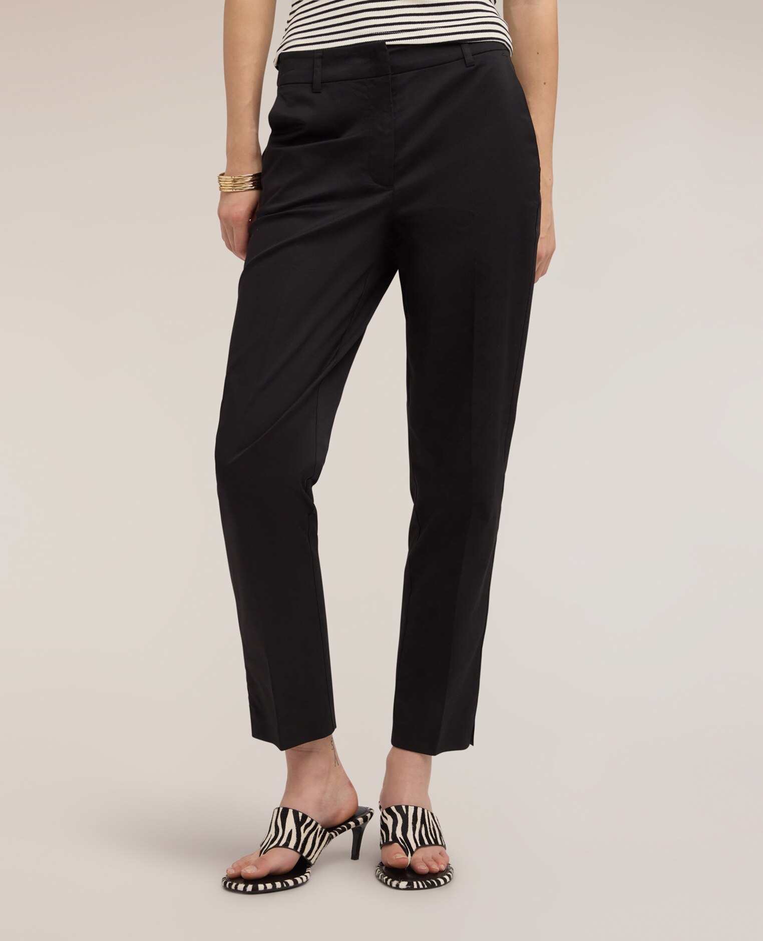 Pantalones de mujer regular slim ajuste regular cierre con corchete y cremallera - Motivi - Negro Negro-3