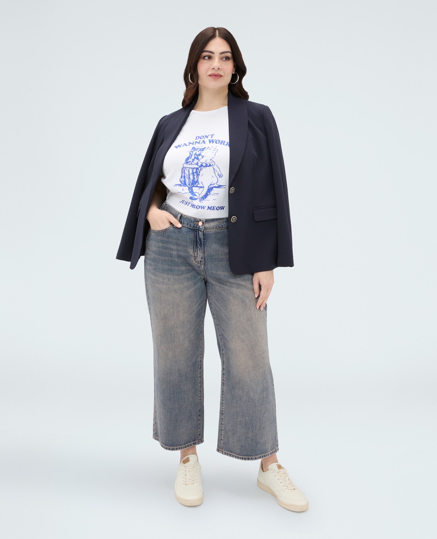 Camiseta de mujer de algodón con estampado estampado frontal con texto y gráfica - Fiorella Rubino - Blanco Blanco-3