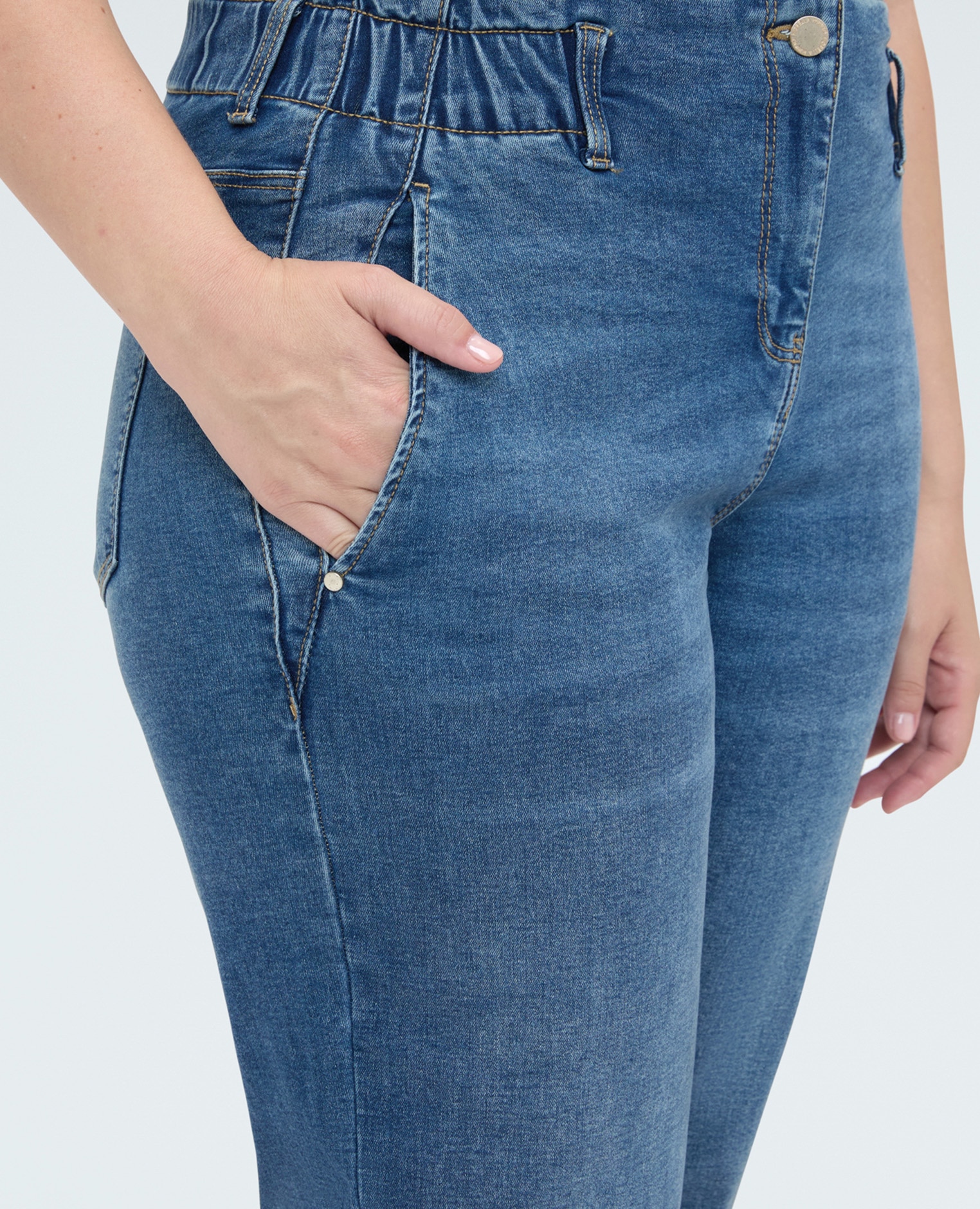 Jeans de mujer balloon efecto washed efecto lavado en el tejido de denim - Fiorella Rubino - Azul Azul-4