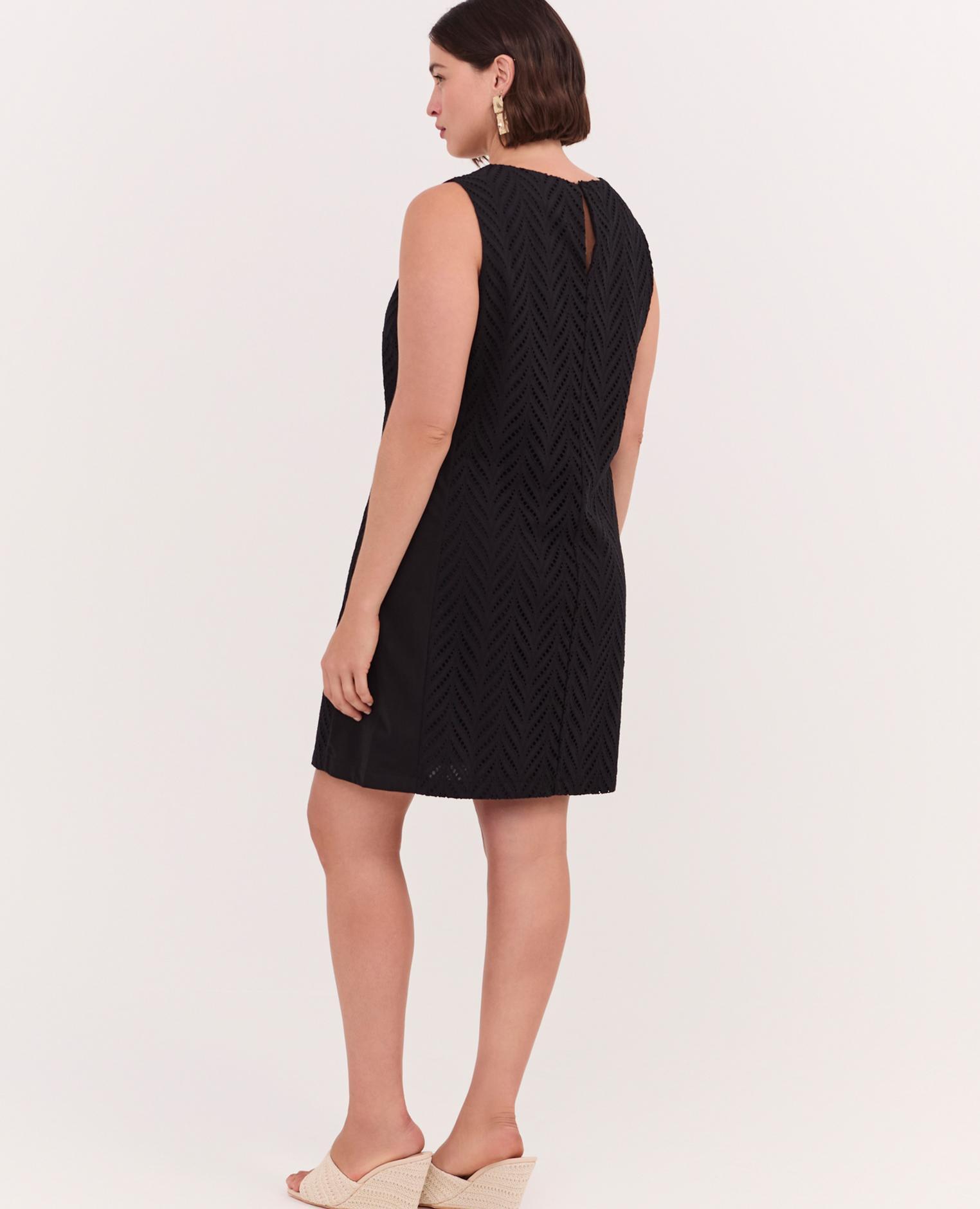 Vestido tubo glam en sangallo cierre posterior con botón y gota - Fiorella Rubino - Negro Negro-2