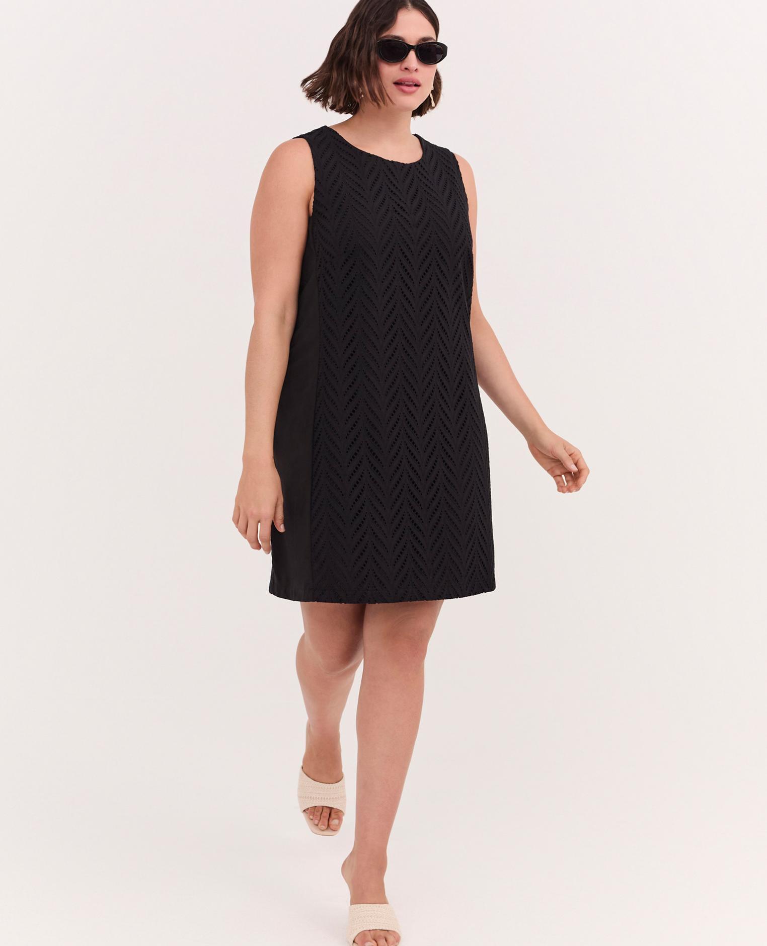 Vestido tubo glam en sangallo cierre posterior con botón y gota - Fiorella Rubino - Negro Negro-4