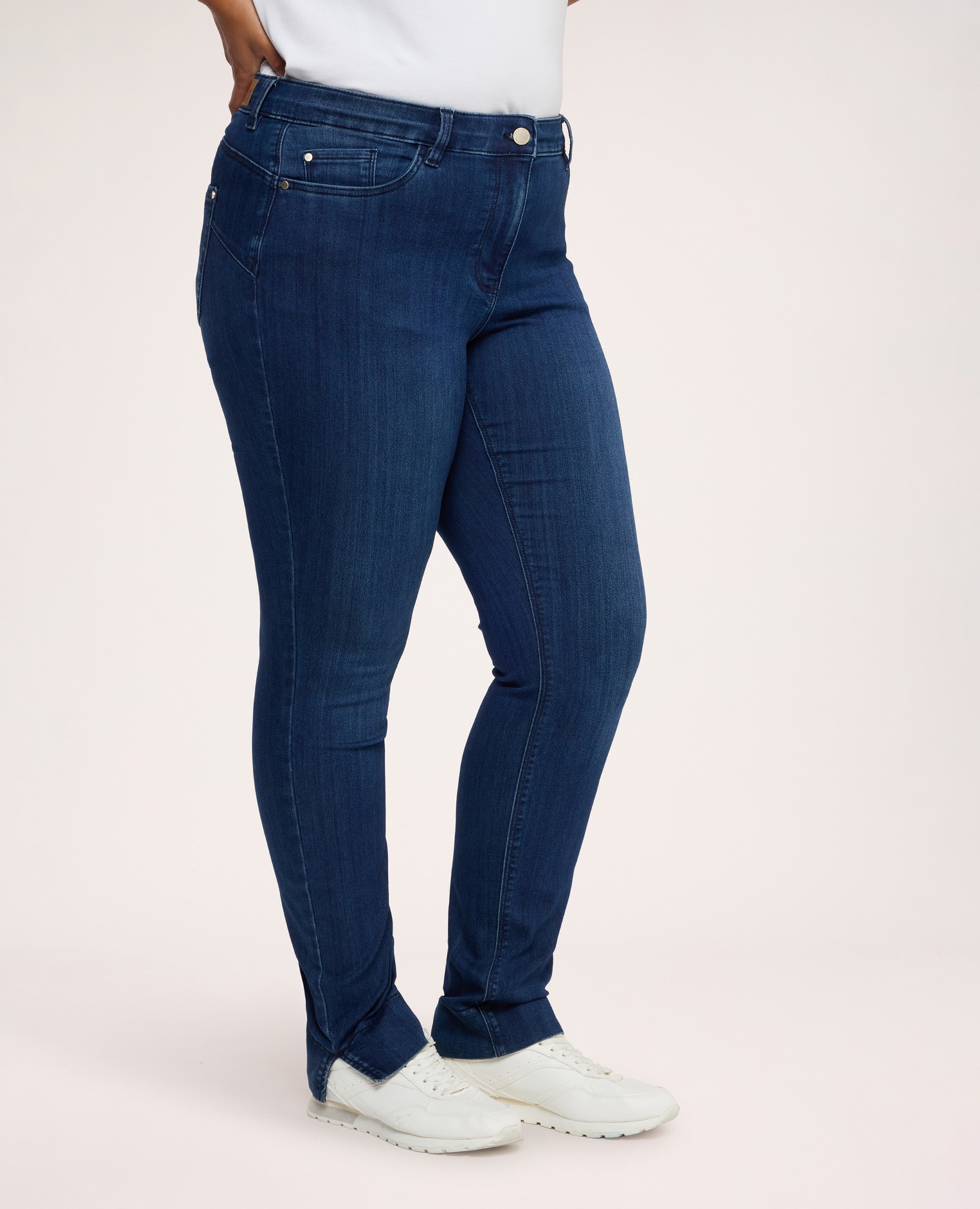 Jeans de mujer skinny lavado azul con abertura en el bajo ajuste y diseño para el máximo confort - Fiorella Rubino - Azul Azul-3