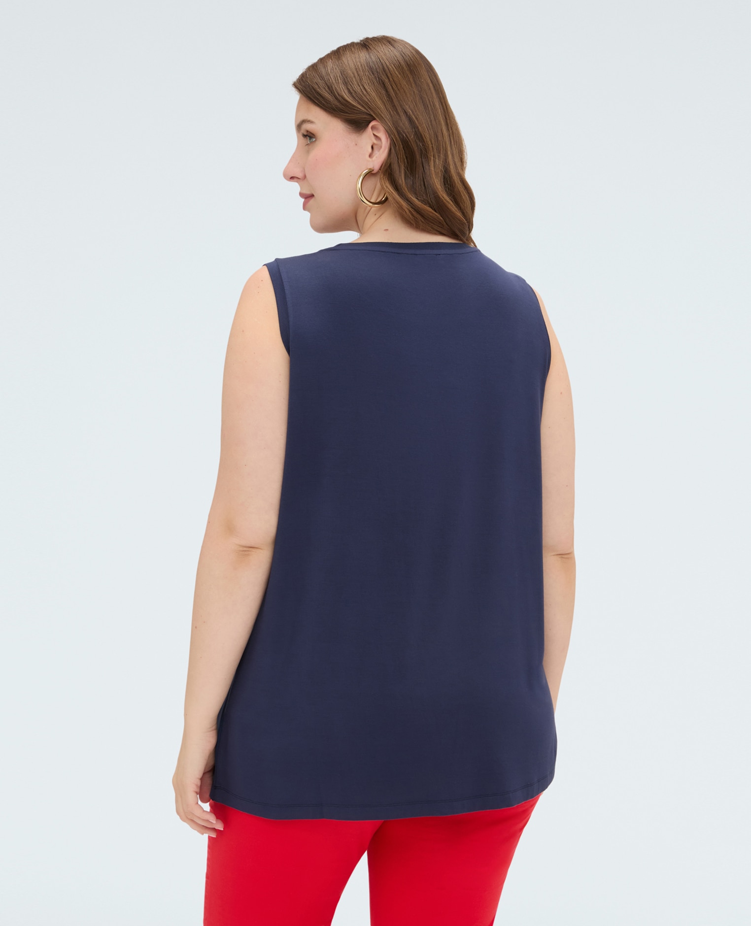 Top de mujer bimatérico en viscosa con aplicaciones ajuste y diseño para el máximo confort - Fiorella Rubino - Azul Azul-2
