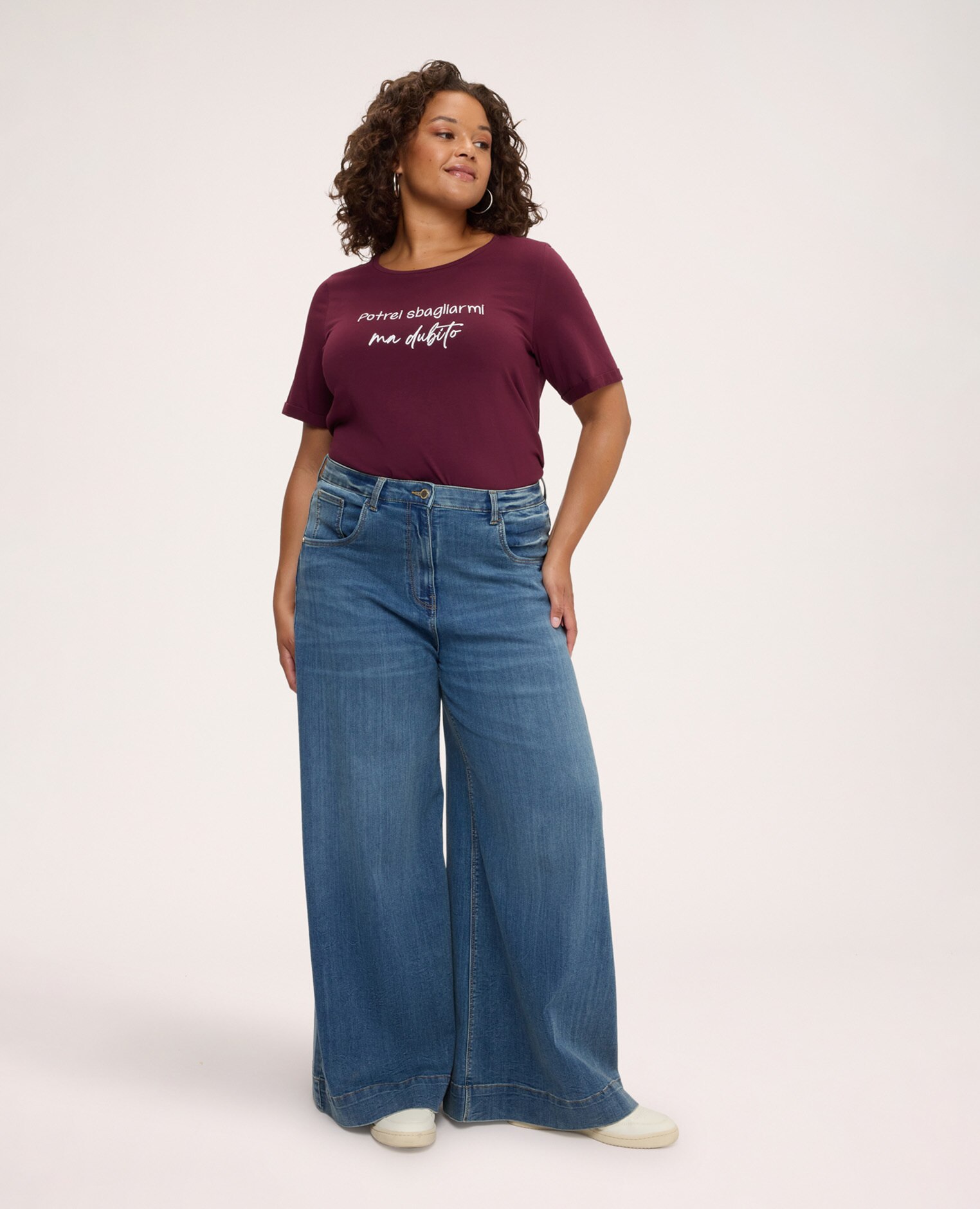 Camiseta de mujer de algodón con frase irónica ajuste regular para el máximo confort - Fiorella Rubino - Burdeos Burdeos-3