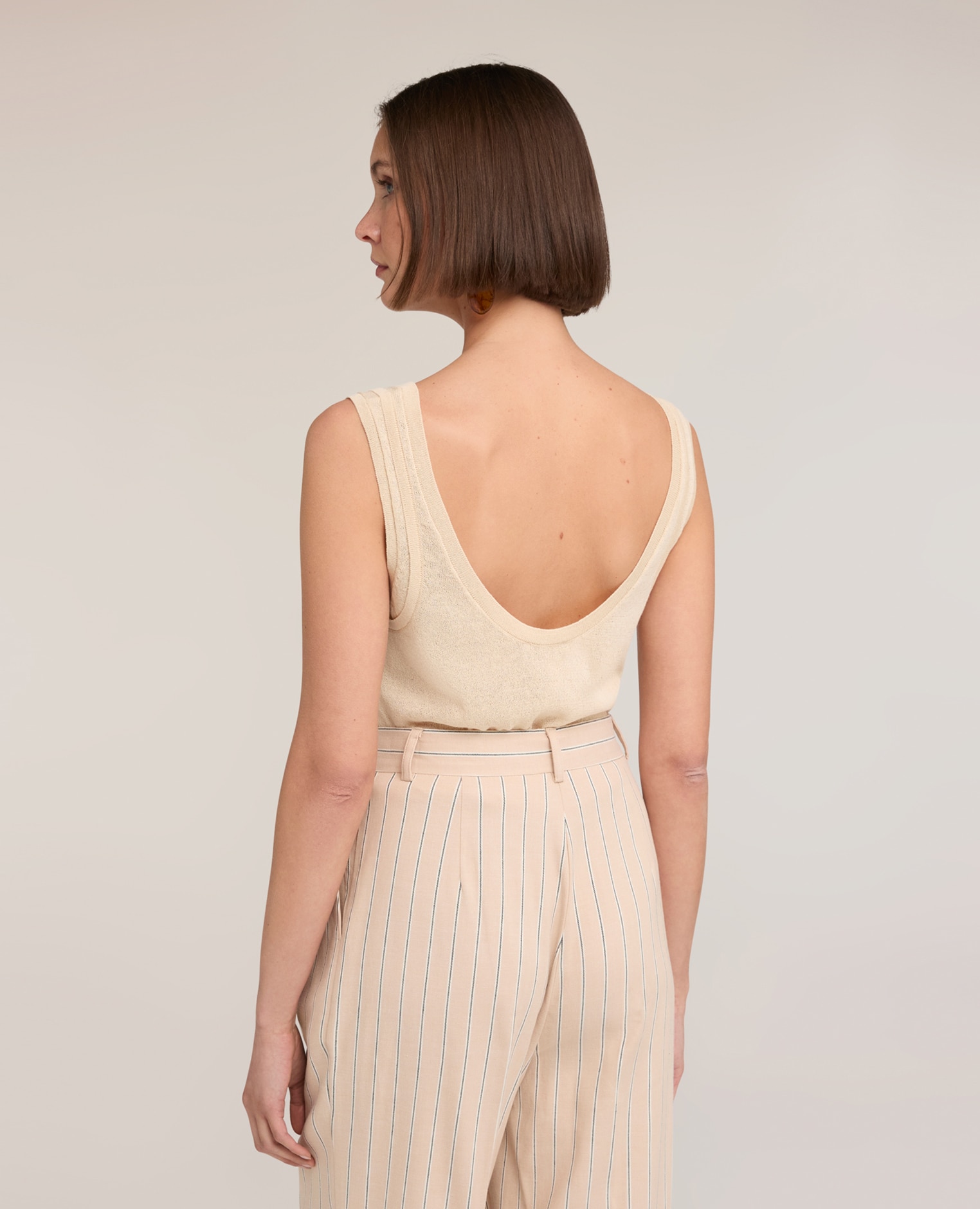 Top de mujer de punto mezcla lino modelo regular - Motivi - Beige Beige-2
