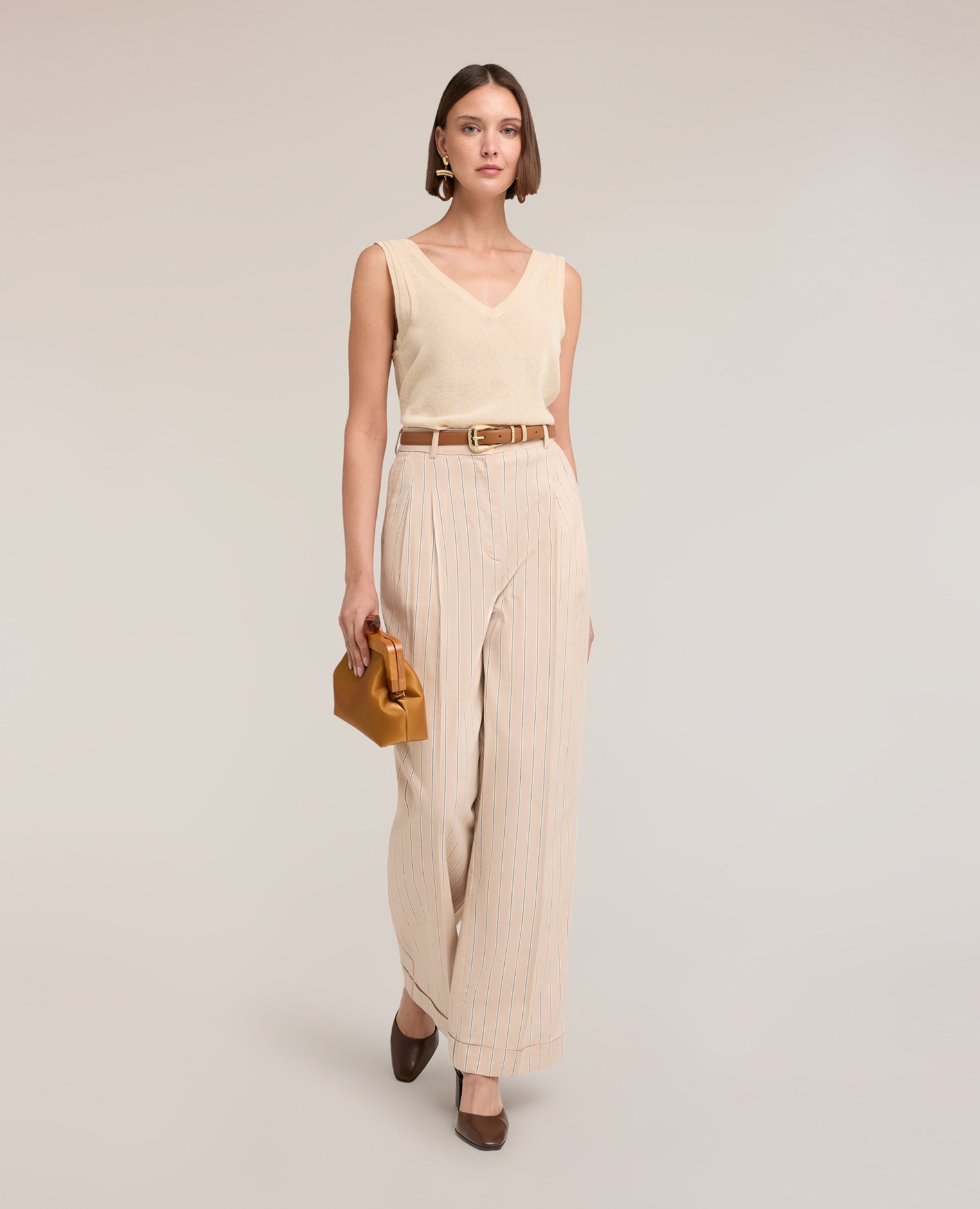 Top de mujer de punto mezcla lino modelo regular - Motivi - Beige Beige-3