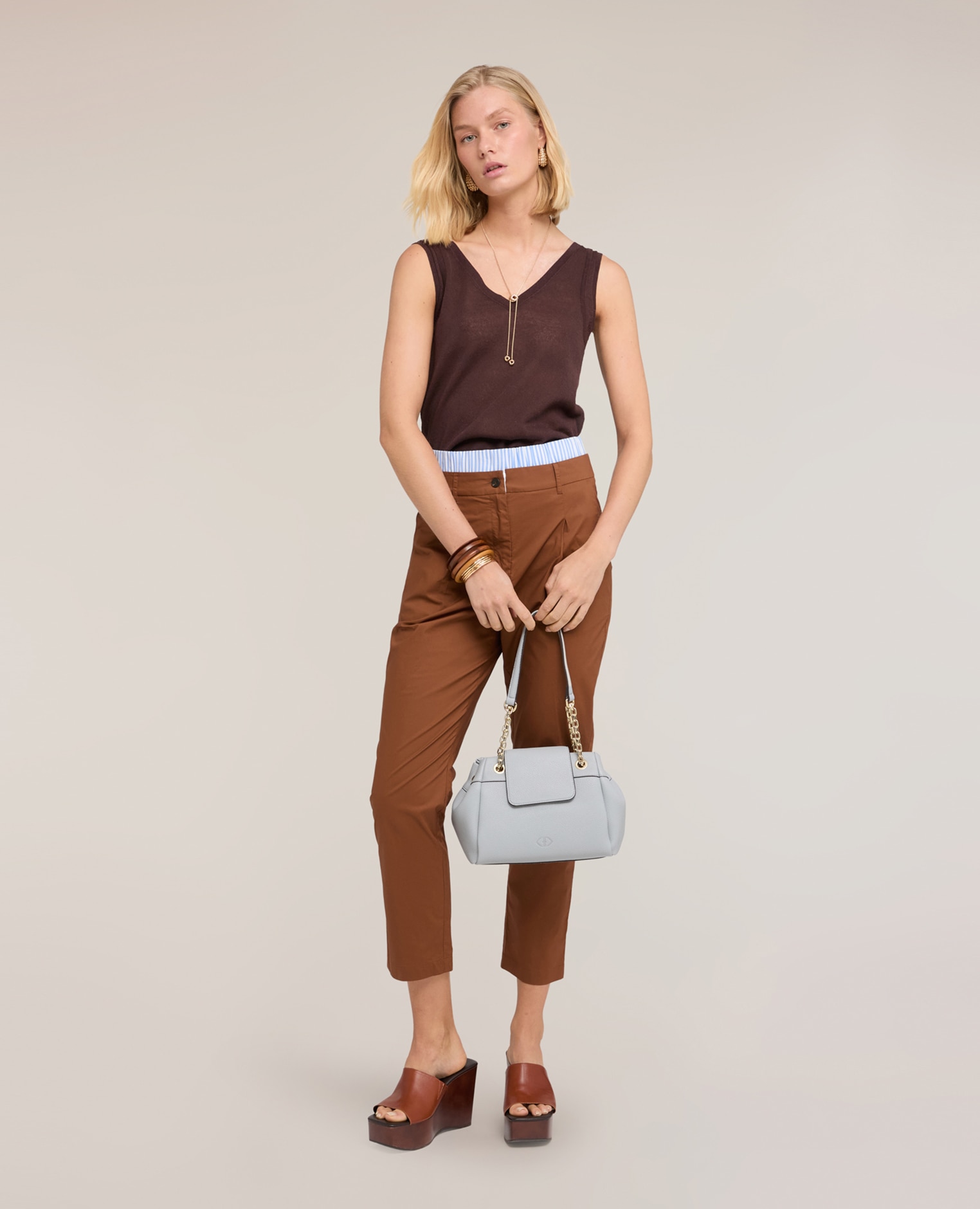 Top de mujer de punto mezcla lino modelo regular - Motivi - Marrón Marrón-3