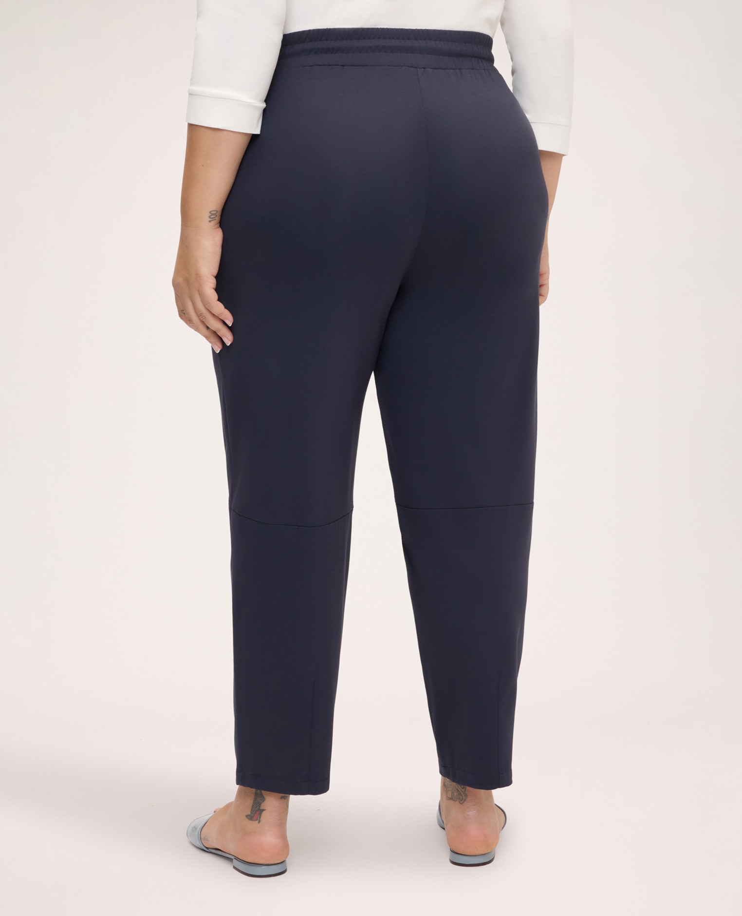 Pantalones de mujer en punto milano con cordón en la cintura ajuste y diseño para el máximo confort - Fiorella Rubino - Azul Azul-2