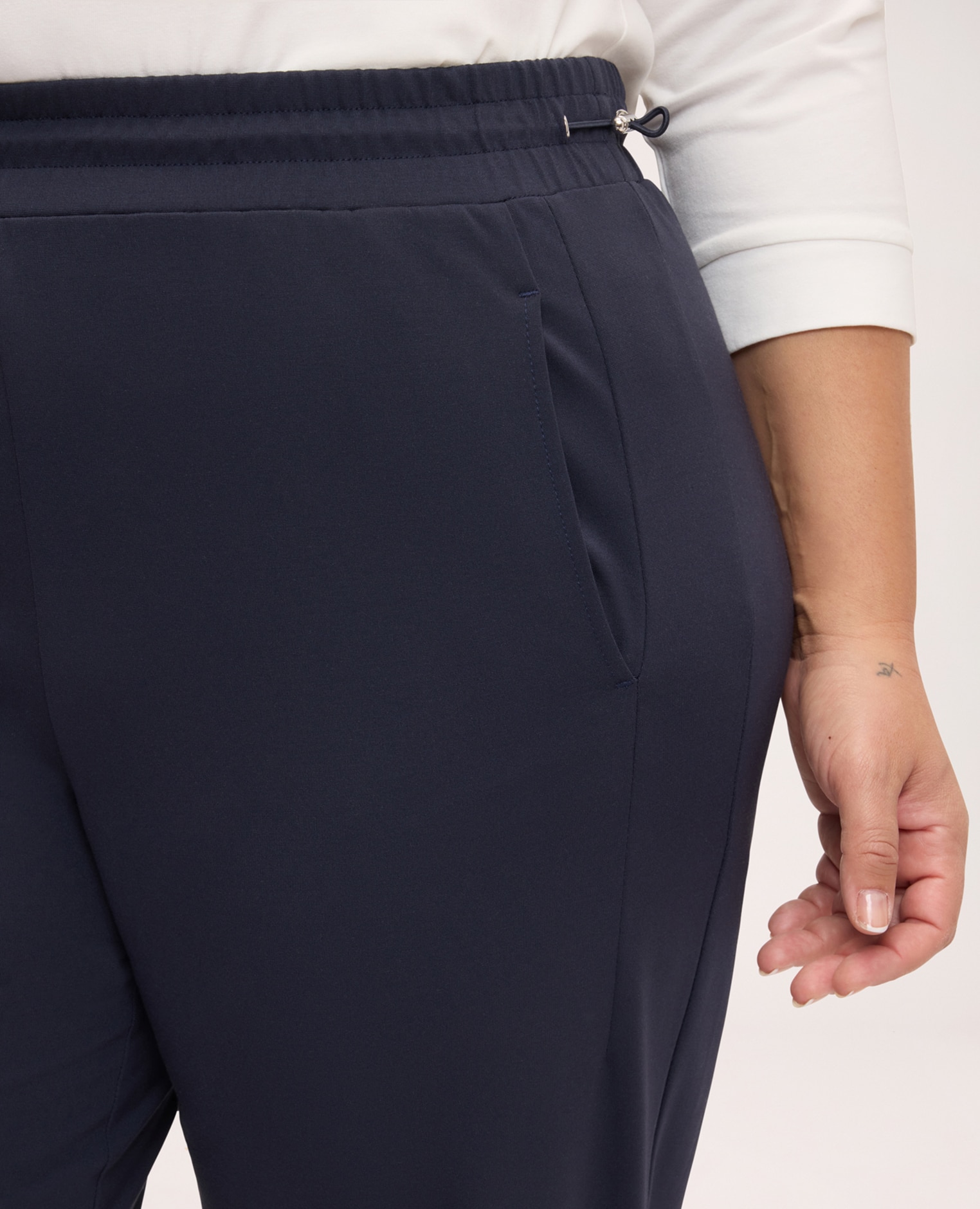 Pantalones de mujer en punto milano con cordón en la cintura ajuste y diseño para el máximo confort - Fiorella Rubino - Azul Azul-4