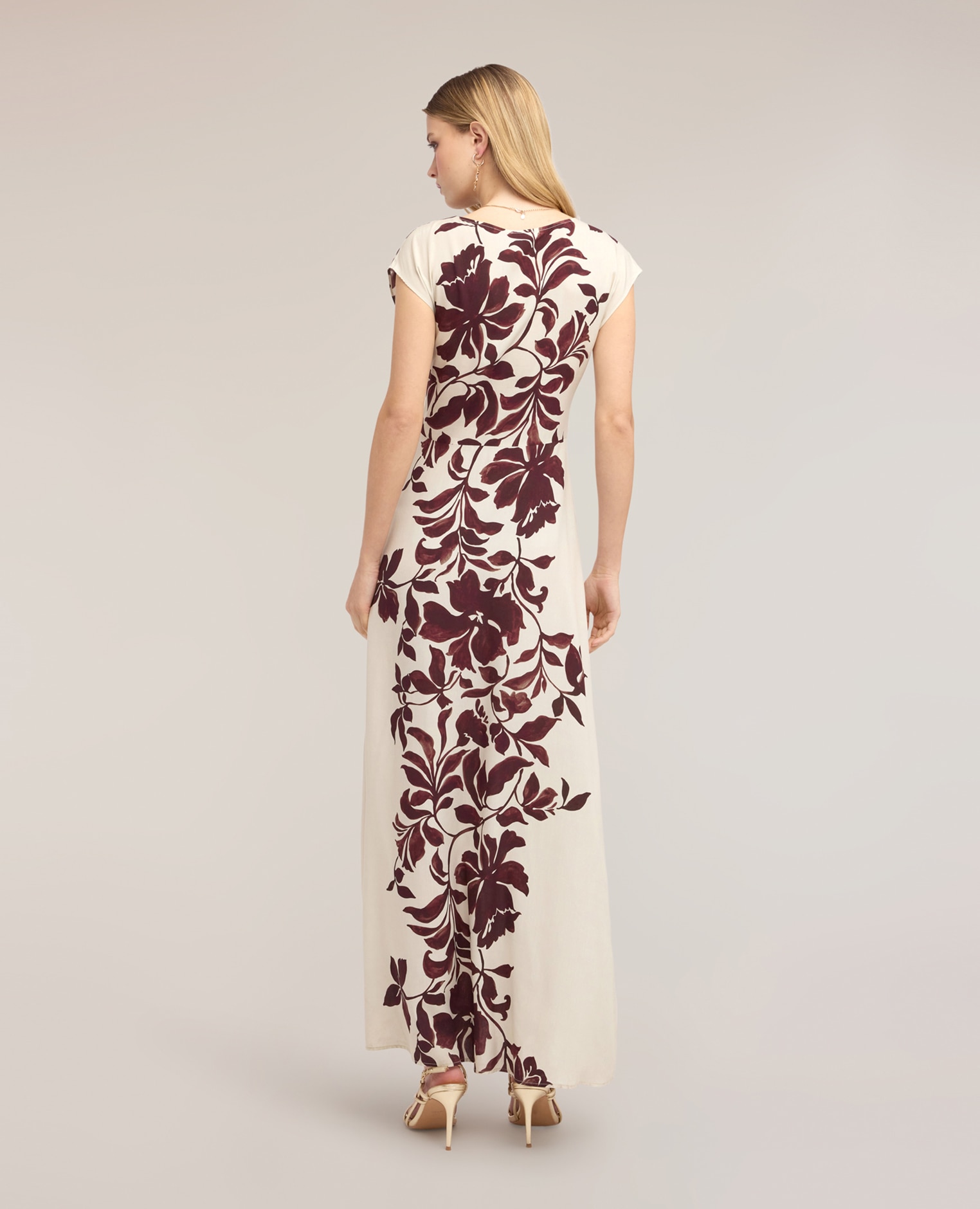 Vestido largo de viscosa con estampado largo largo cierre con cremallera - Motivi - Burdeos Burdeos-2