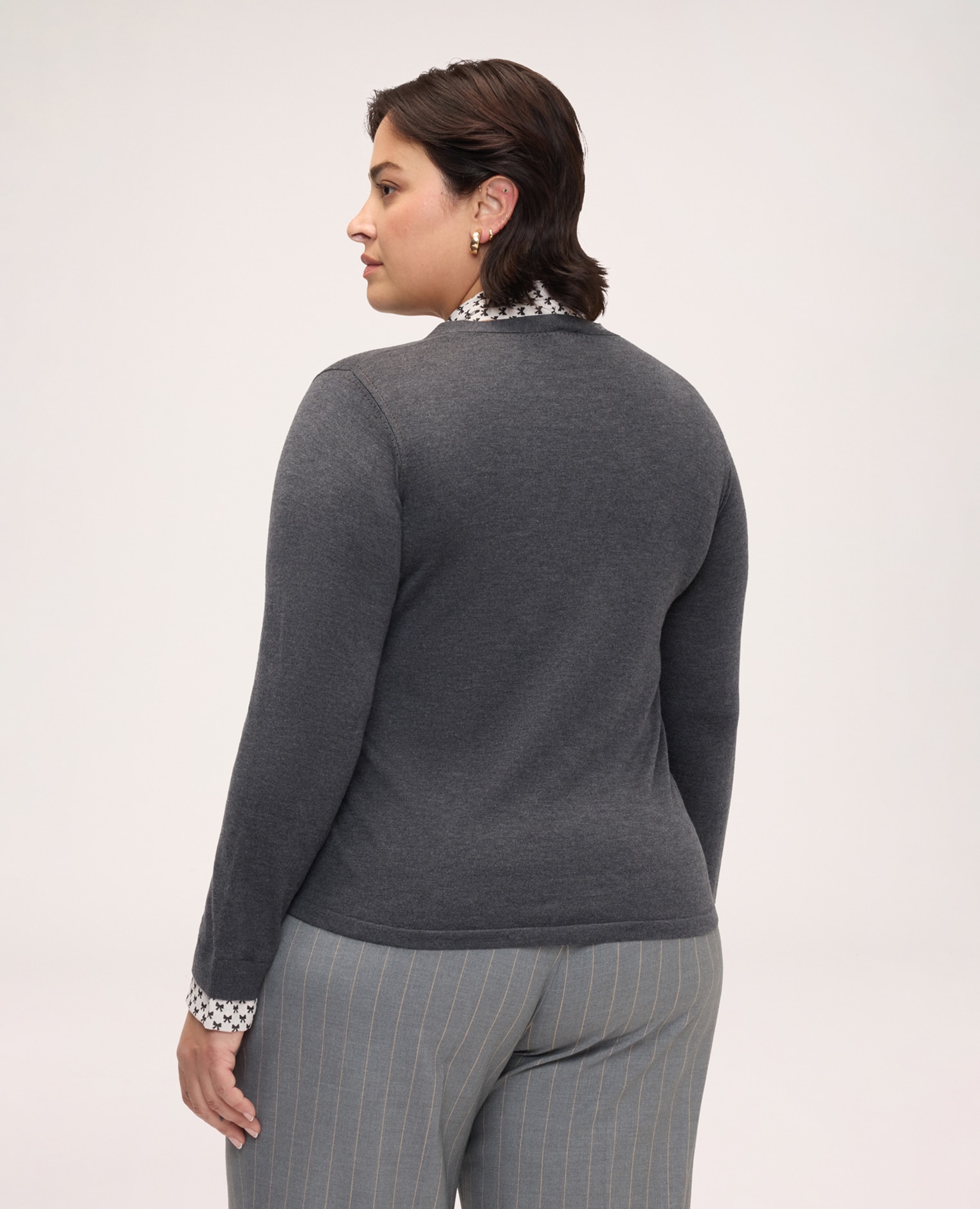 Jersey de mujer de viscosa con bufanda integrada estampada bufanda y puños en 100% poliéster con estampado de copos - Fiorella Rubino - Gris Gris-2
