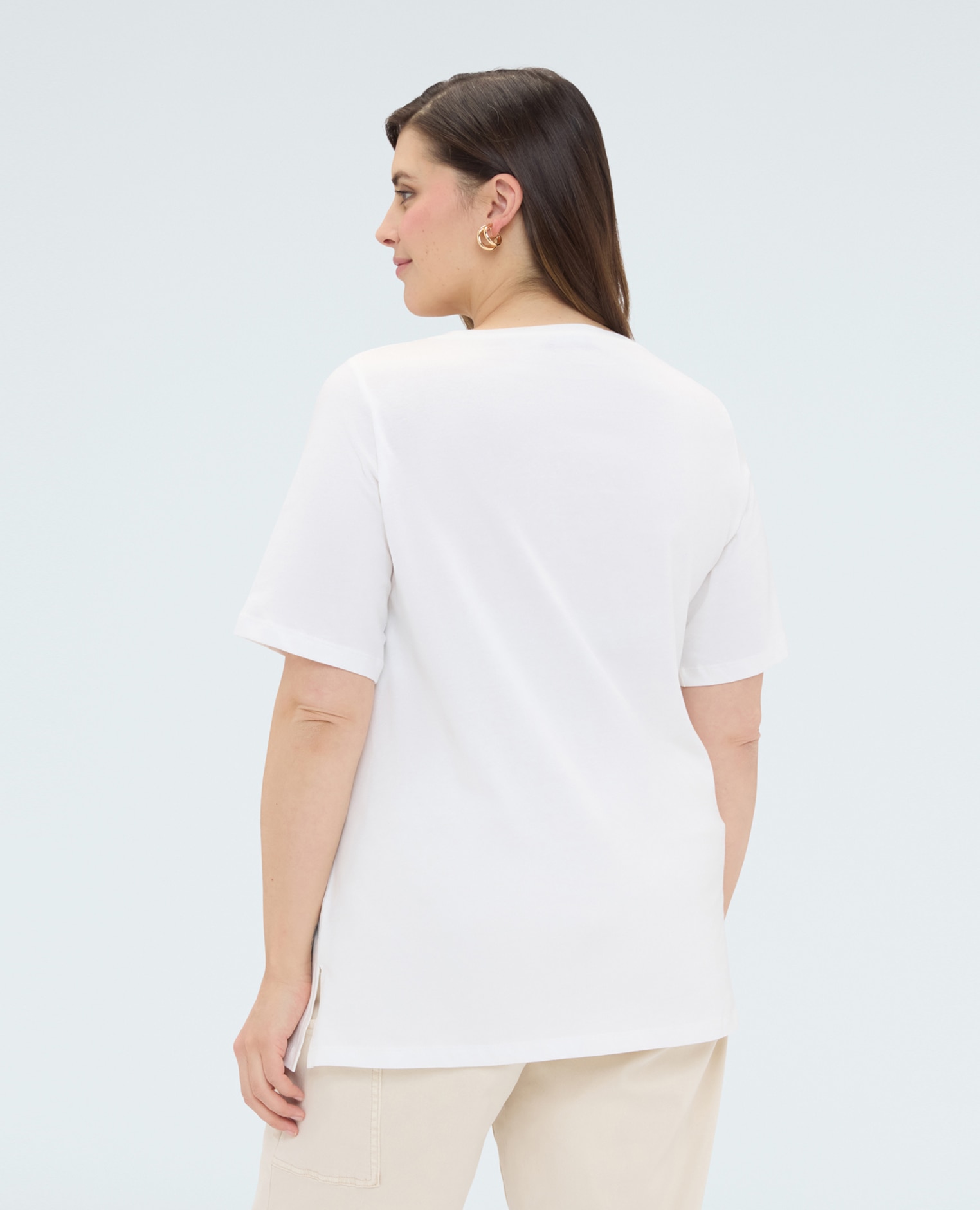 Camiseta de mujer de algodón con estampado floral decorada con aplicaciones florales y detalles de strass - Fiorella Rubino - Blanco Blanco-2