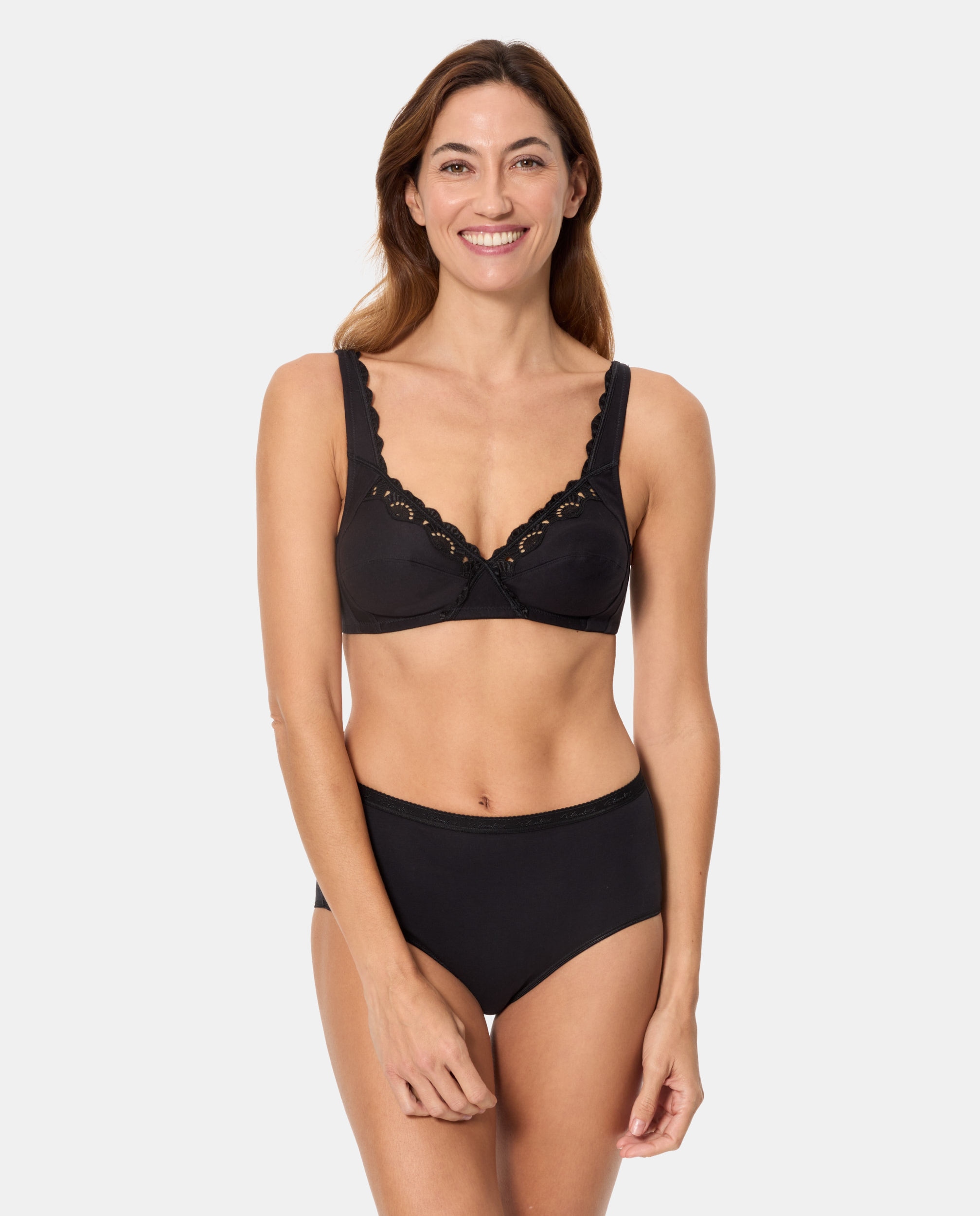Sujetador sin aros de sujeción clásica con encaje - Playtex - Negro Negro-3