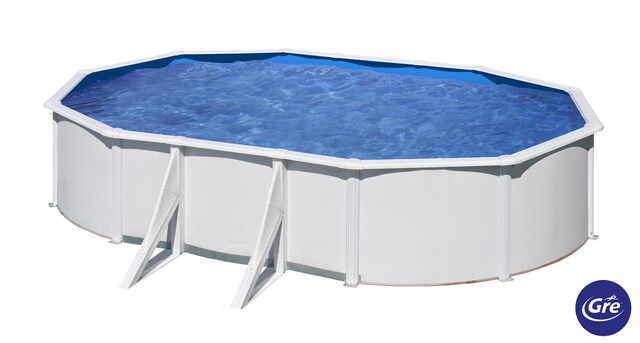 Imagen 0 de Piscina elevada de acero blanca 610 x 375x 120 cm con filtro de cartucho Gre