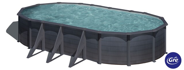Imagen 0 de Piscina elevada de acero imitación grafito de 730 x 375 x 120 cm con filtro de arena Gre