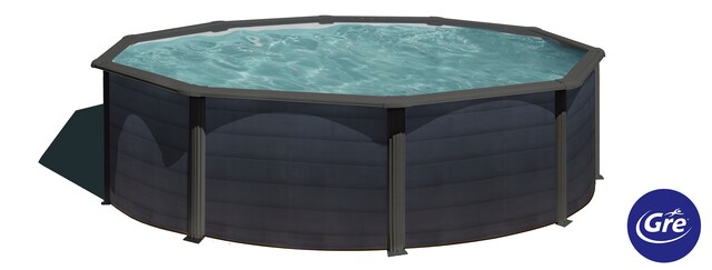 Imagen 0 de Piscina elevada de acero imitación grafito de 460 x 120 cm con filtro de arena Gre
