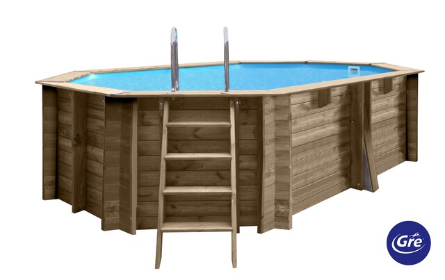 Imagen 0 de Piscina de madera ovalada de 436 x 336 x 117 cm con filtro de arena Gre