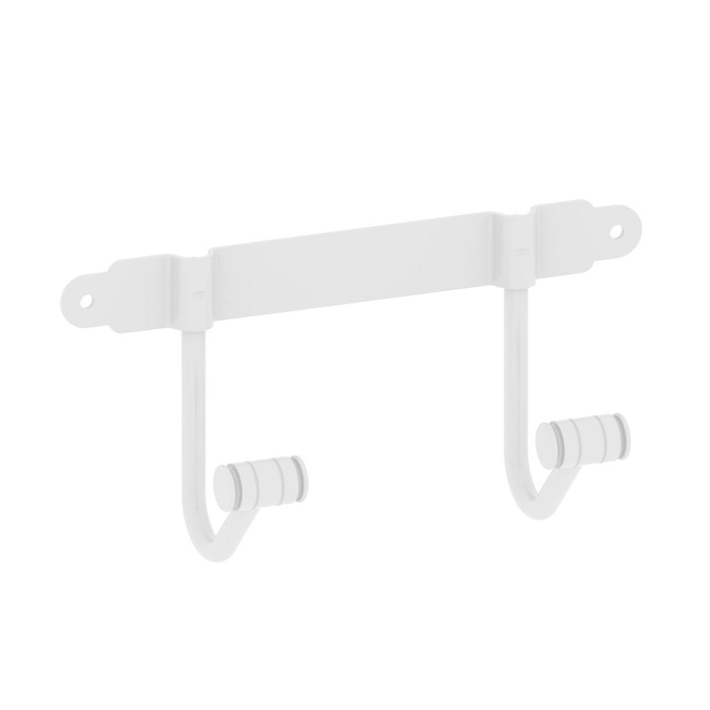 Imagen 1 de Percha doble de baño para atornillar con gancho en cono estriado Beltrán - Blanco Blanco