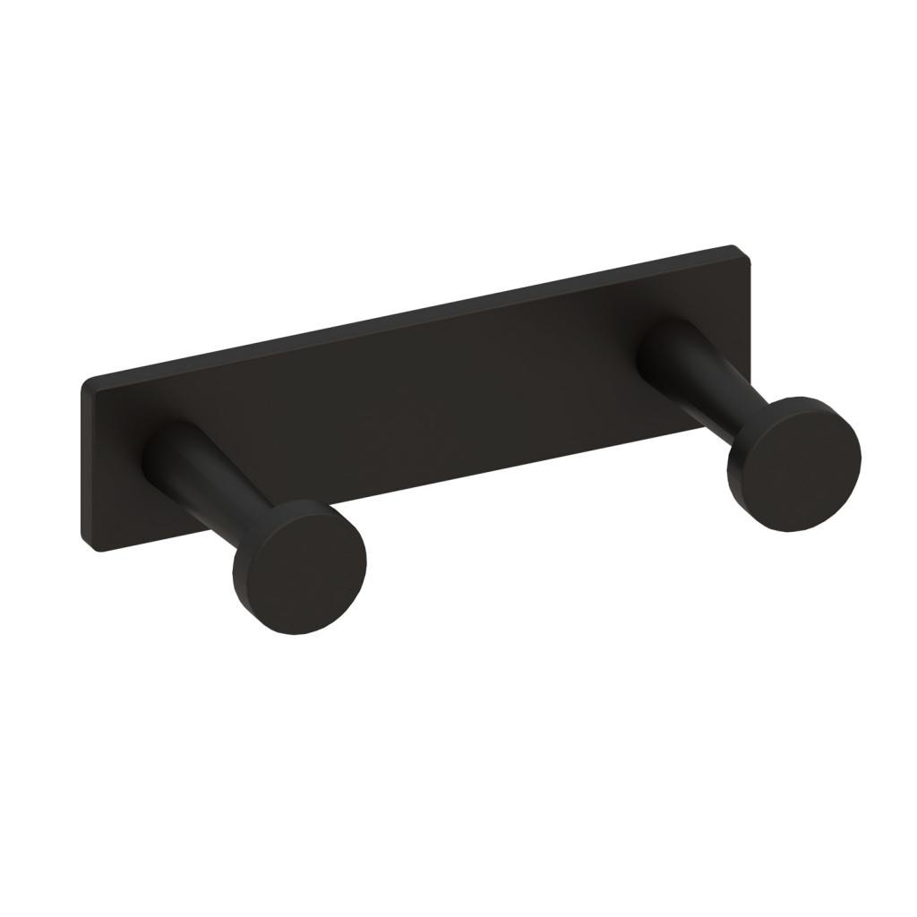 Imagen 1 de Percha doble de baño para atornillar con gancho redondo Beltrán - Negro Negro