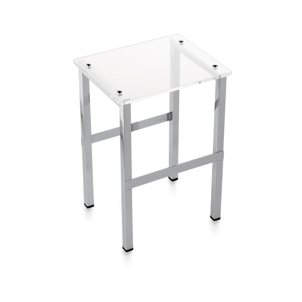 Imagen 0 de Taburete de baño cuadrado Beltrán Cromo / Blanco