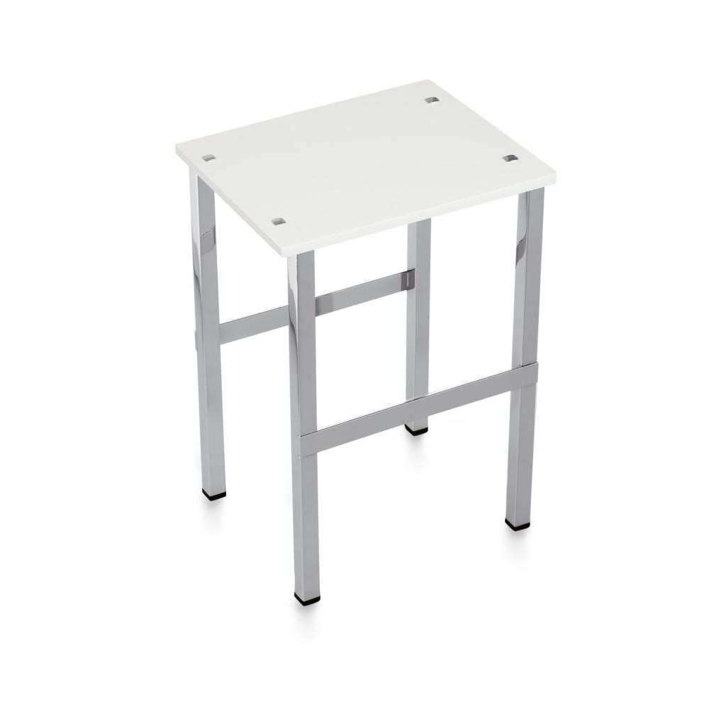 Imagen 1 de Taburete de baño cuadrado Beltrán - Cromo / Blanco Cromo / Blanco