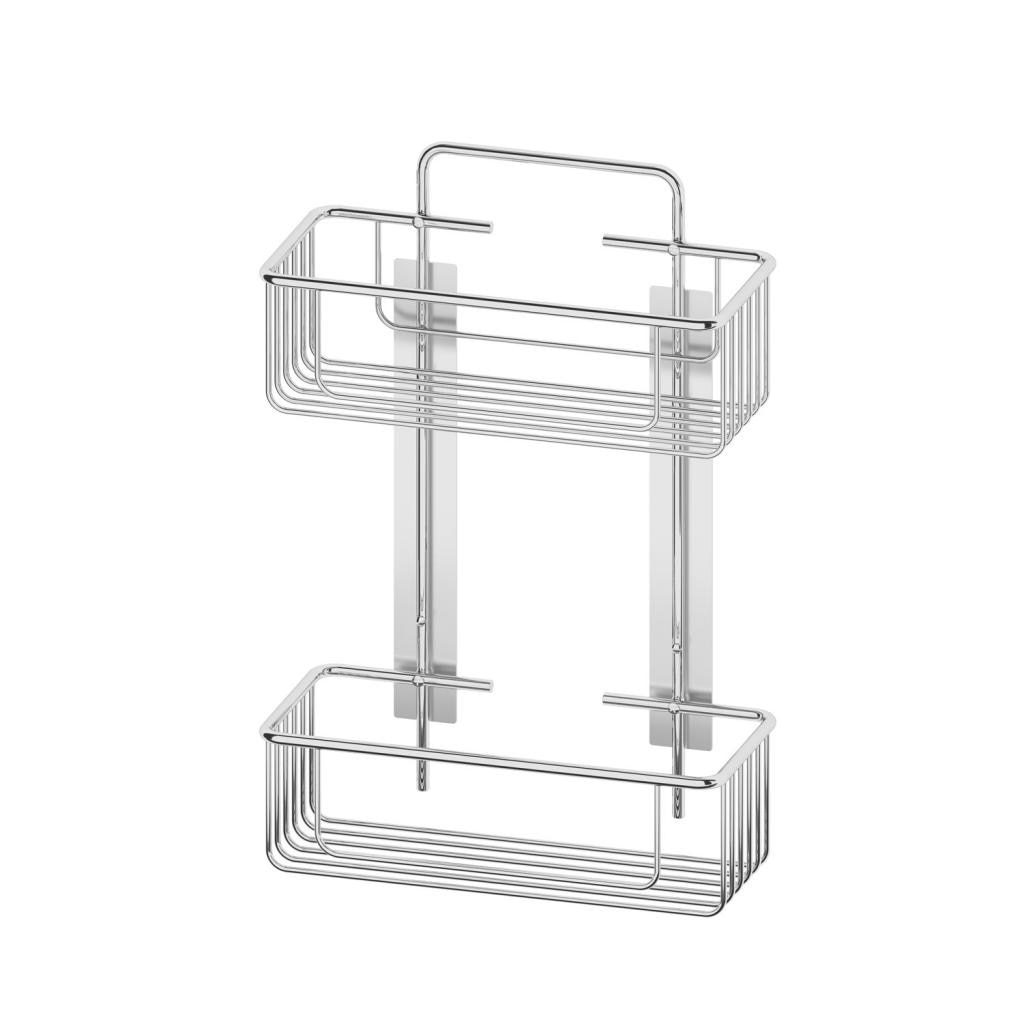 Imagen 1 de Jabonera de rejilla con 2 cestas rectangulares profundas con adhesivo Beltrán - Cromo Cromo