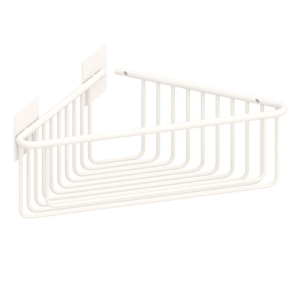 Jabonera rinconera de rejilla profunda con adhesivo Beltrán - Blanco Blanco-1
