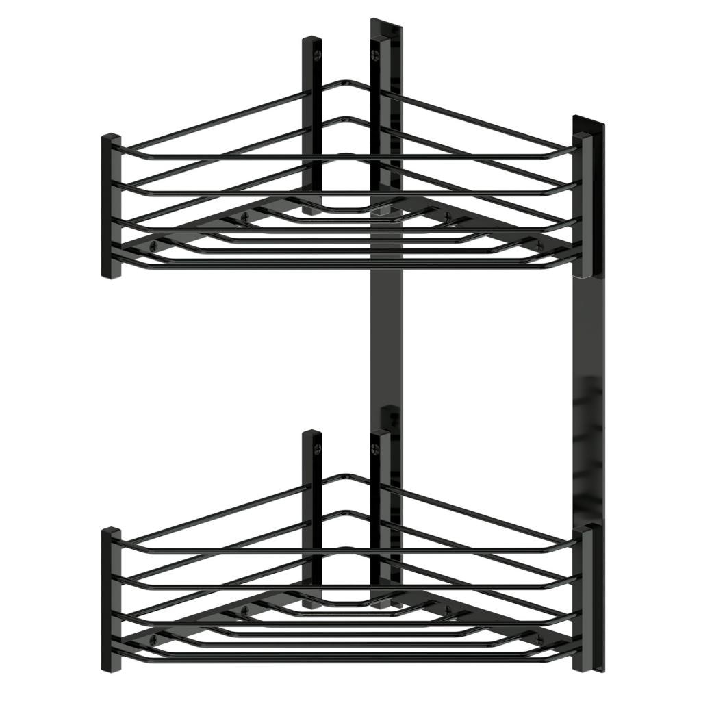 Imagen 1 de Jabonera rinconera con 2 cestas triangulares para atornillar Beltrán - Negro Negro