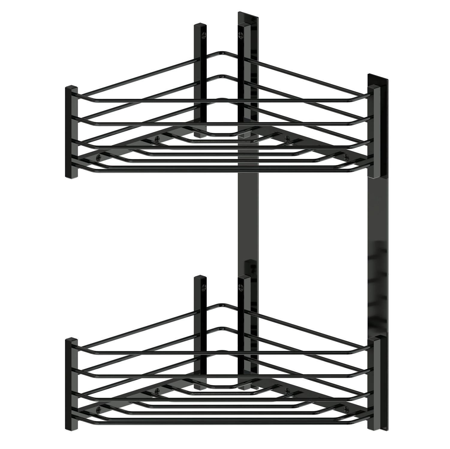 Imagen 1 de Jabonera rinconera con 2 cestas triangulares con adhesivo Beltrán - Negro Negro