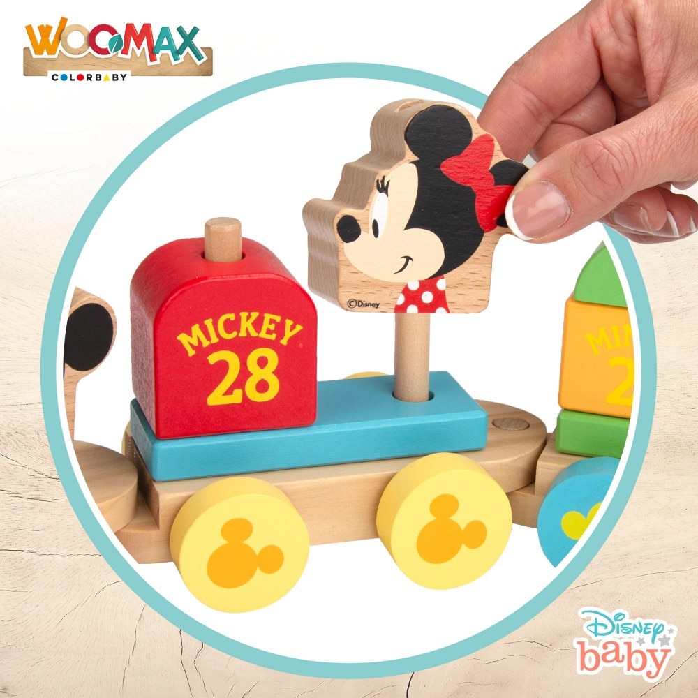 Disney Tren de madera Mickey y Minnie WOOMAX Multicolor-3