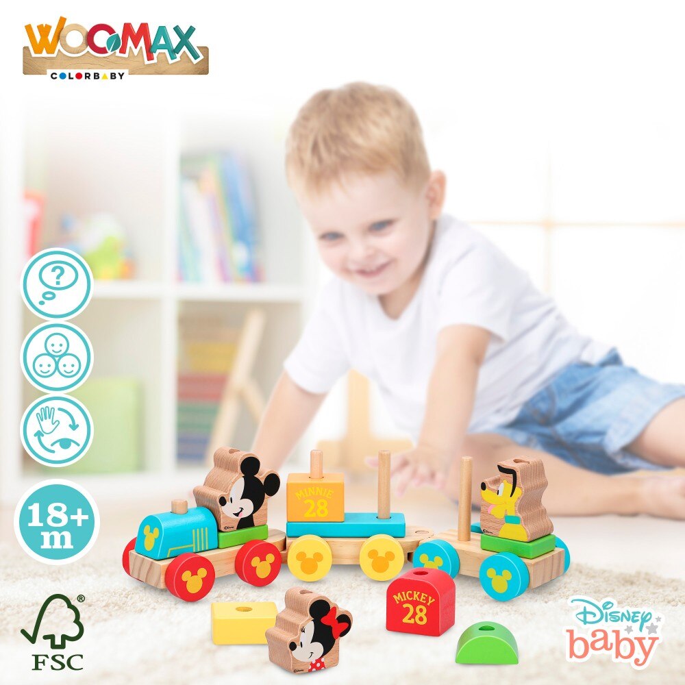 Disney Tren de madera Mickey y Minnie WOOMAX Multicolor-4