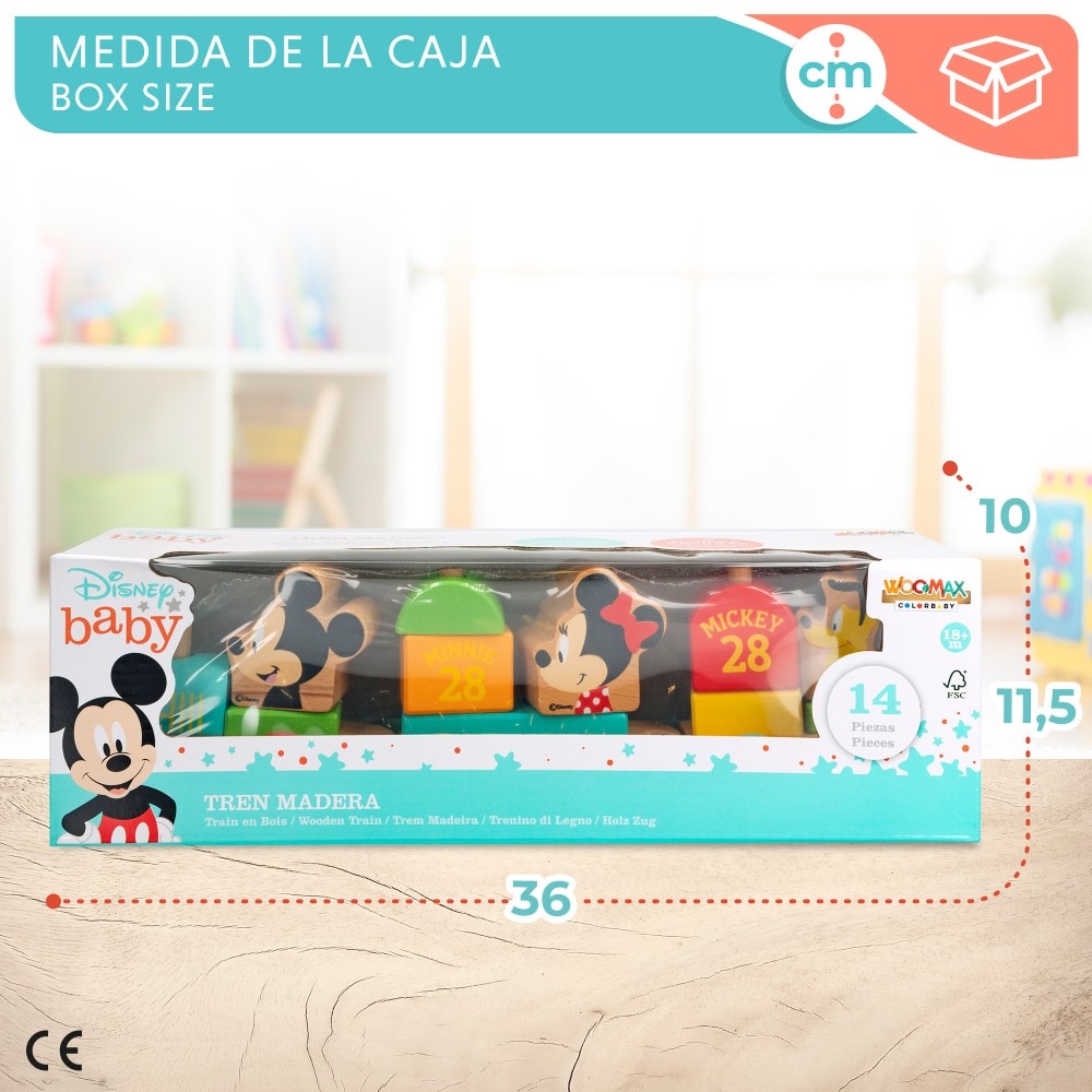 Disney Tren de madera Mickey y Minnie WOOMAX Multicolor-6