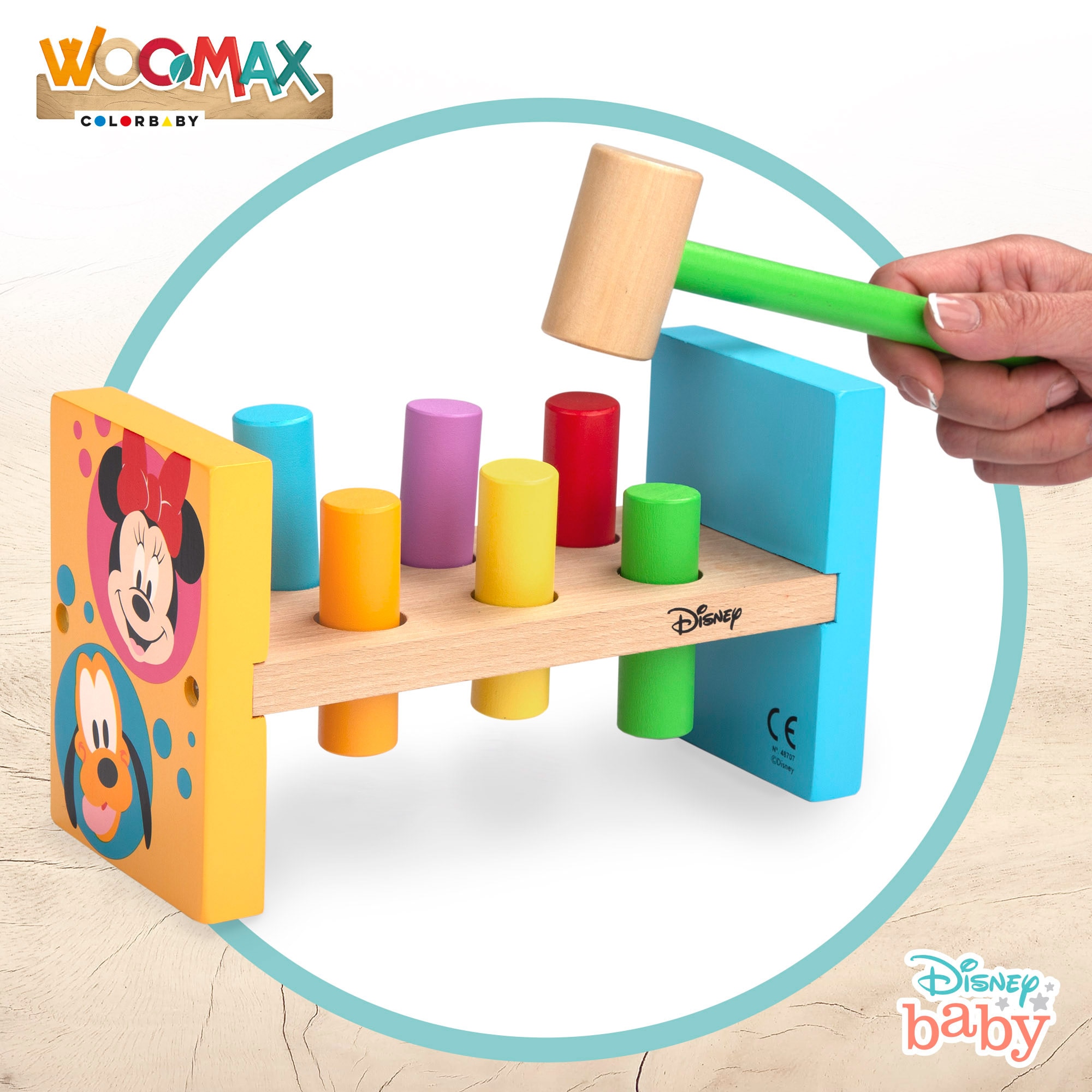 Disney Juego martillo y bloques de madera WOOMAX Multicolor-2