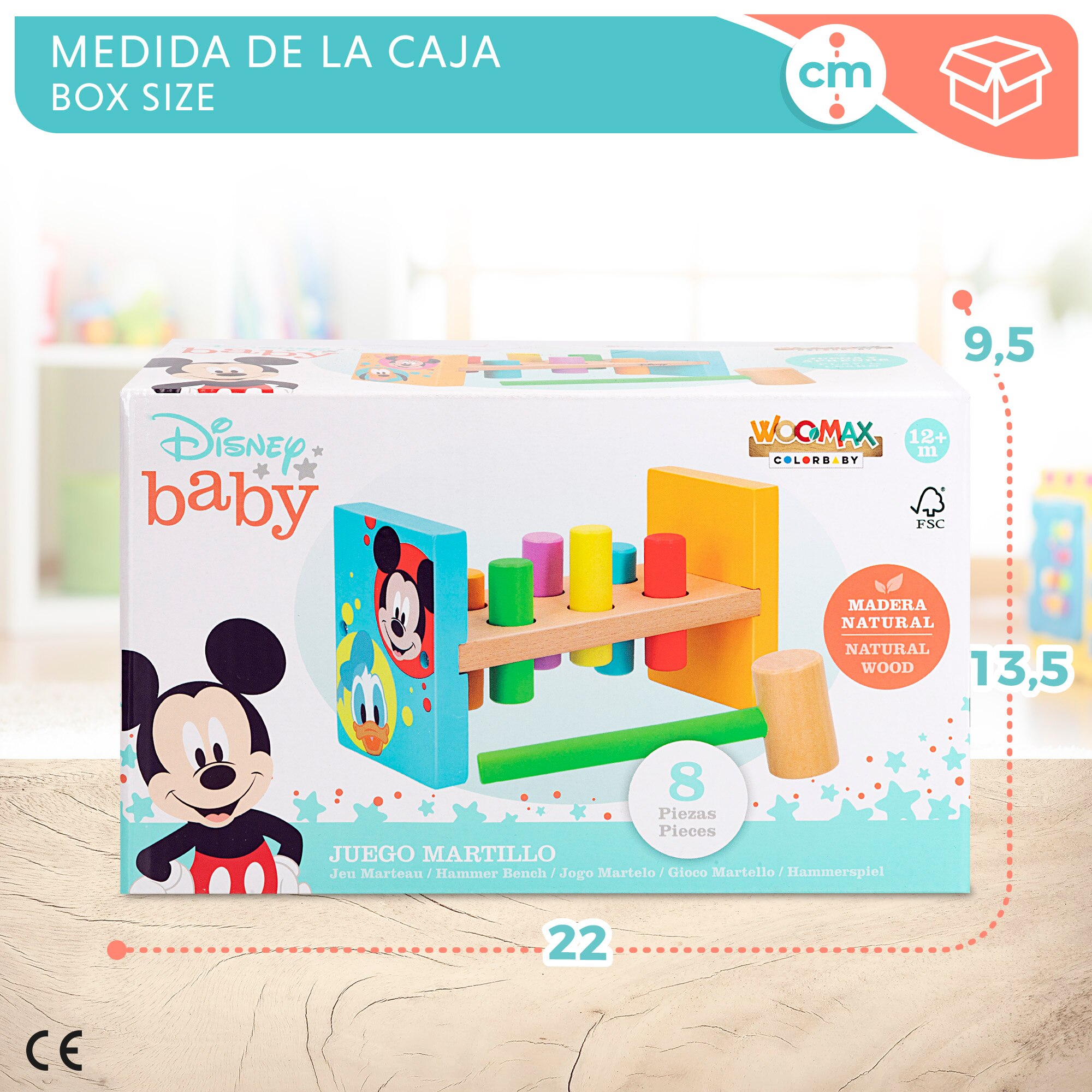 Disney Juego martillo y bloques de madera WOOMAX Multicolor-6