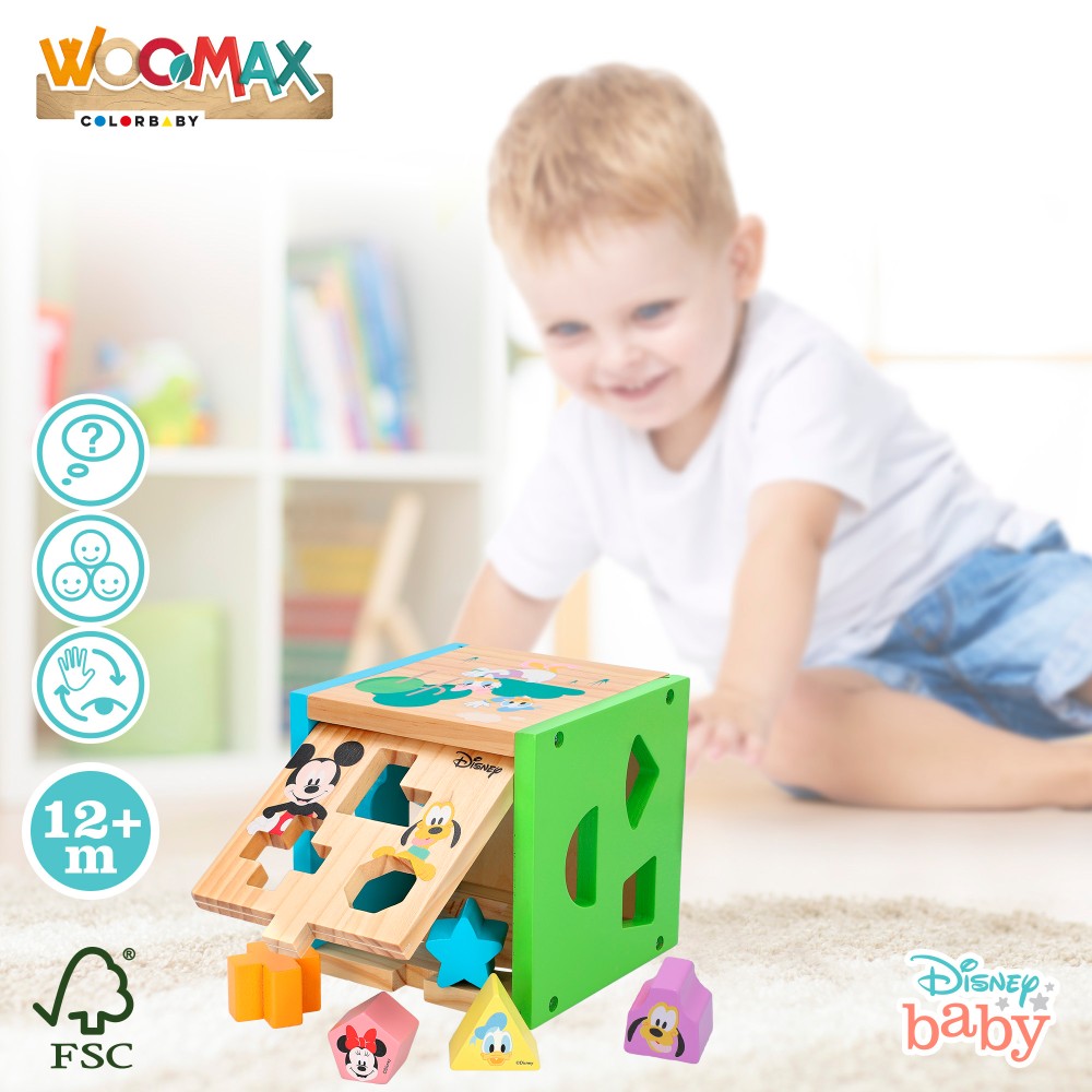 Disney Cubo 13 piezas encajables madera WOOMAX Multicolor-4