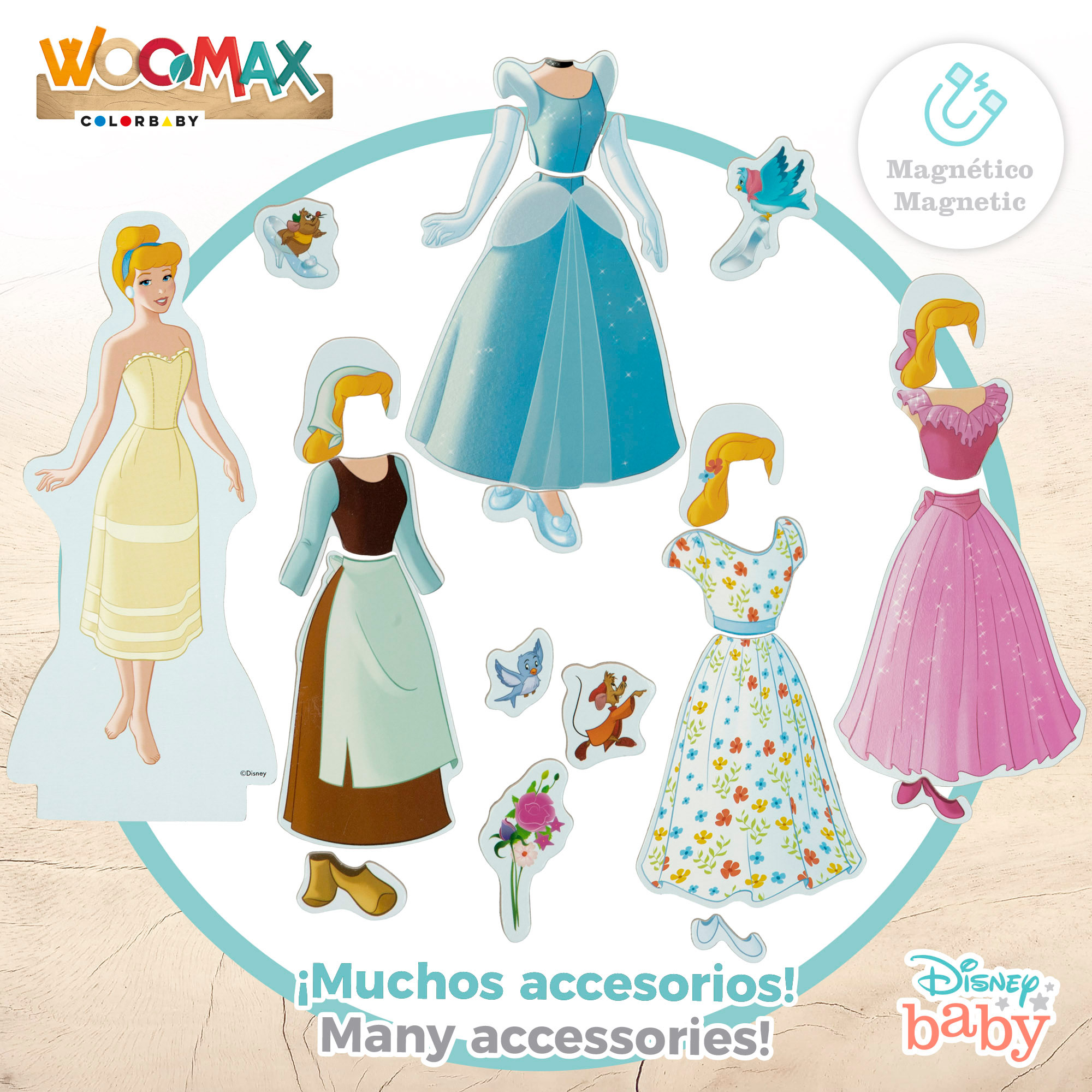 Disney Juego magnético princesas vestidos WOOMAX Multicolor-2