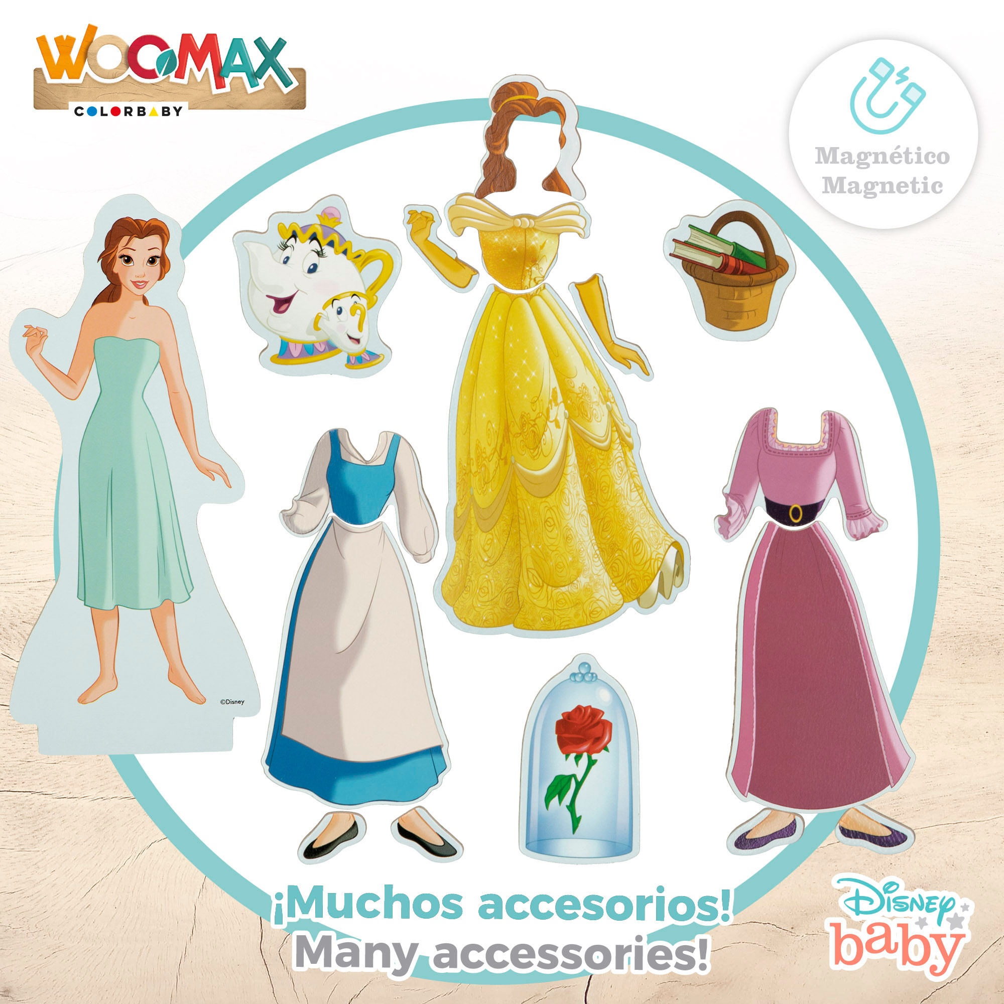 Disney Juego magnético princesas vestidos WOOMAX Multicolor-3