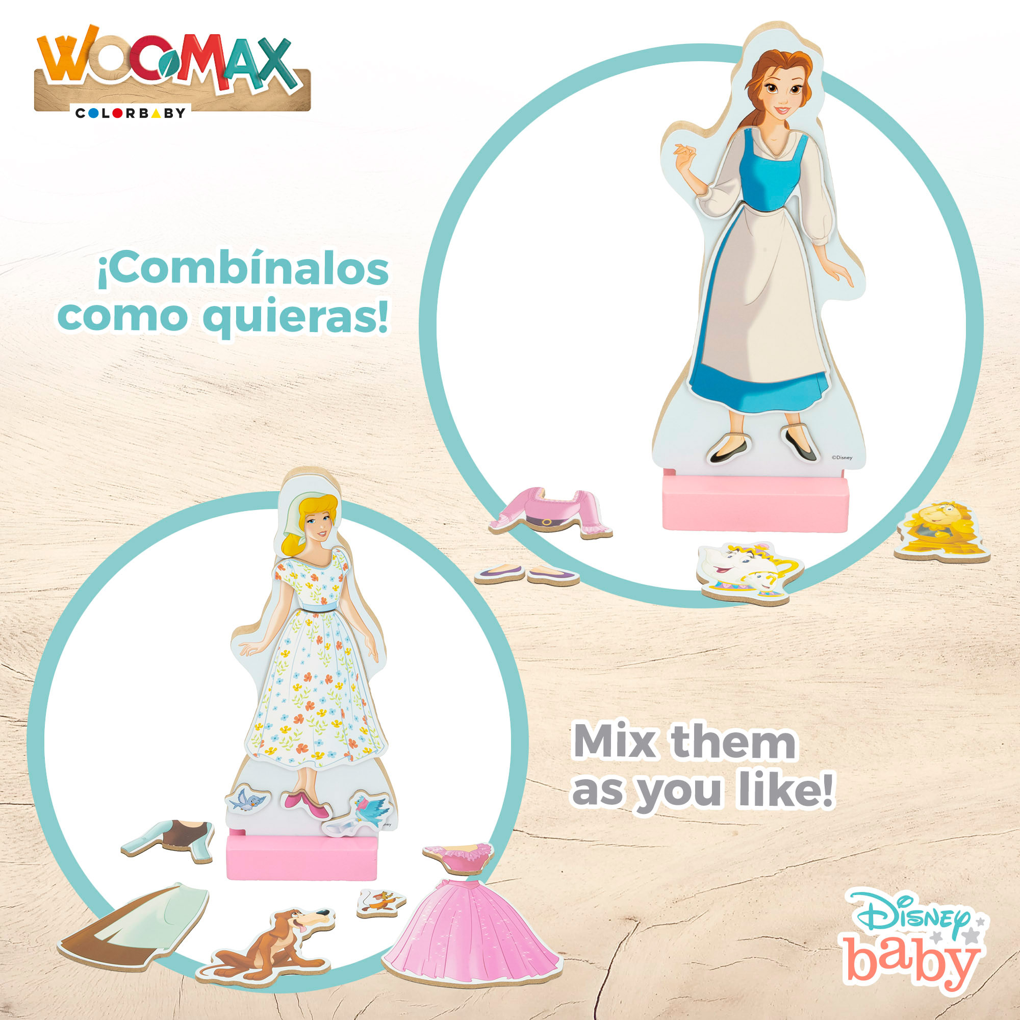 Disney Juego magnético princesas vestidos WOOMAX Multicolor-4