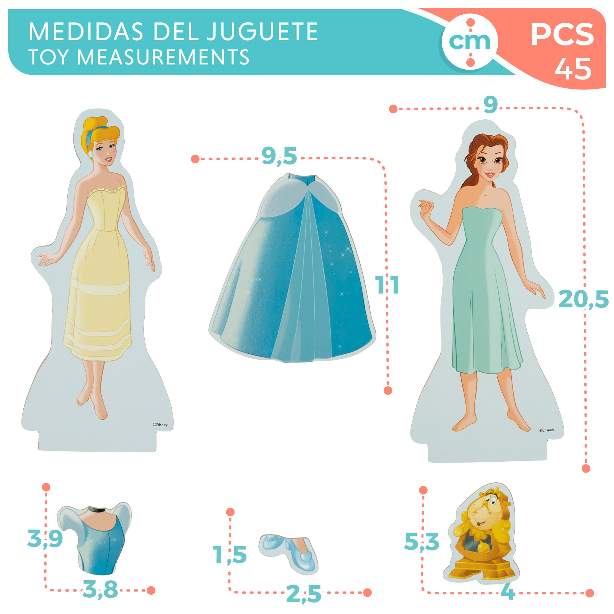 Disney Juego magnético princesas vestidos WOOMAX Multicolor-6